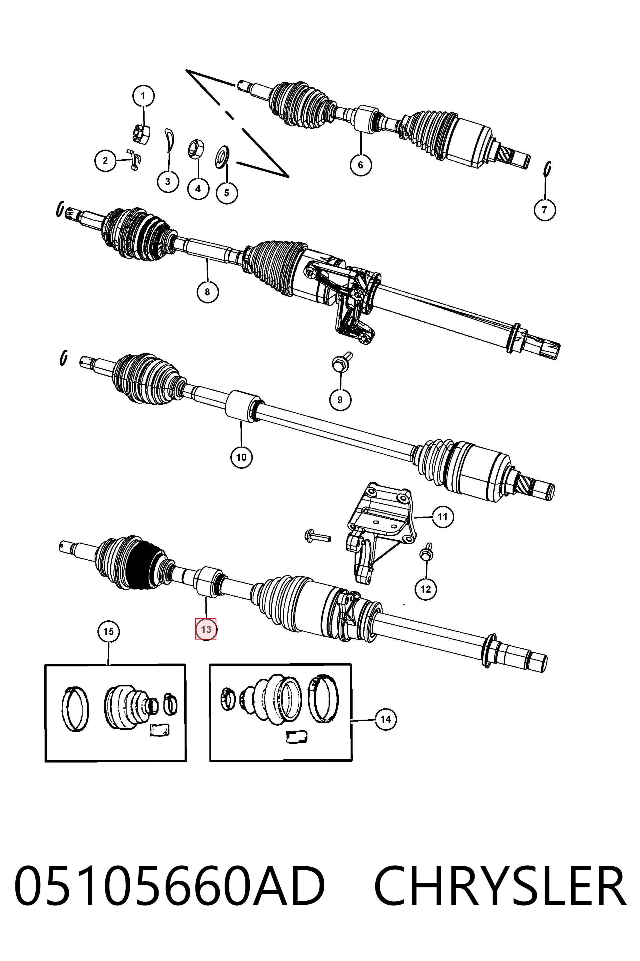 Semieje delantero derecho K05105660AG Fiat/Alfa/Lancia