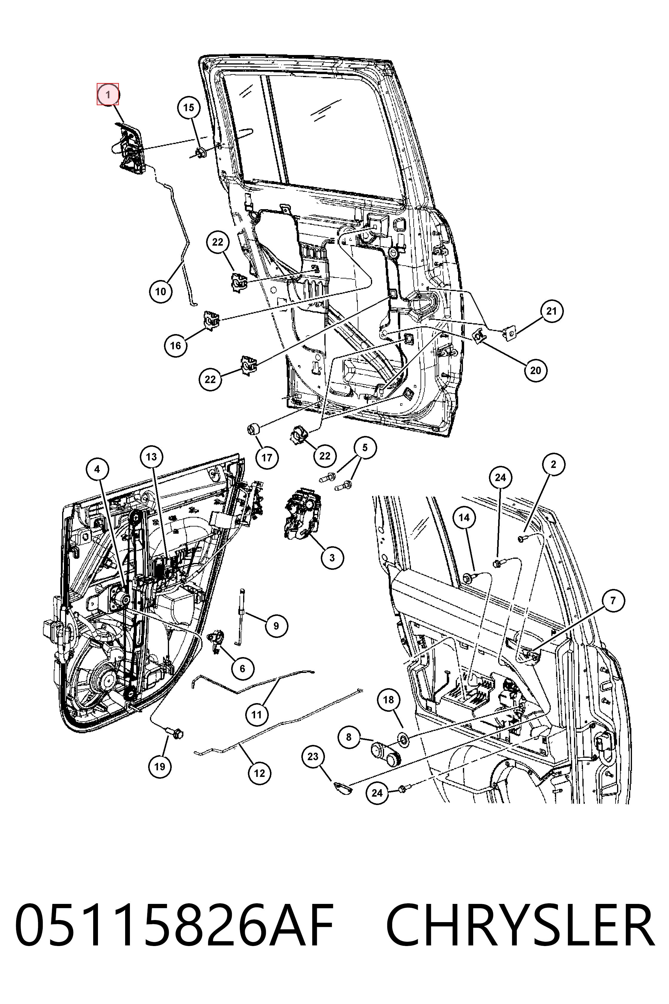 Manija exterior derecha de puerta trasera K05115826AF Fiat/Alfa/Lancia
