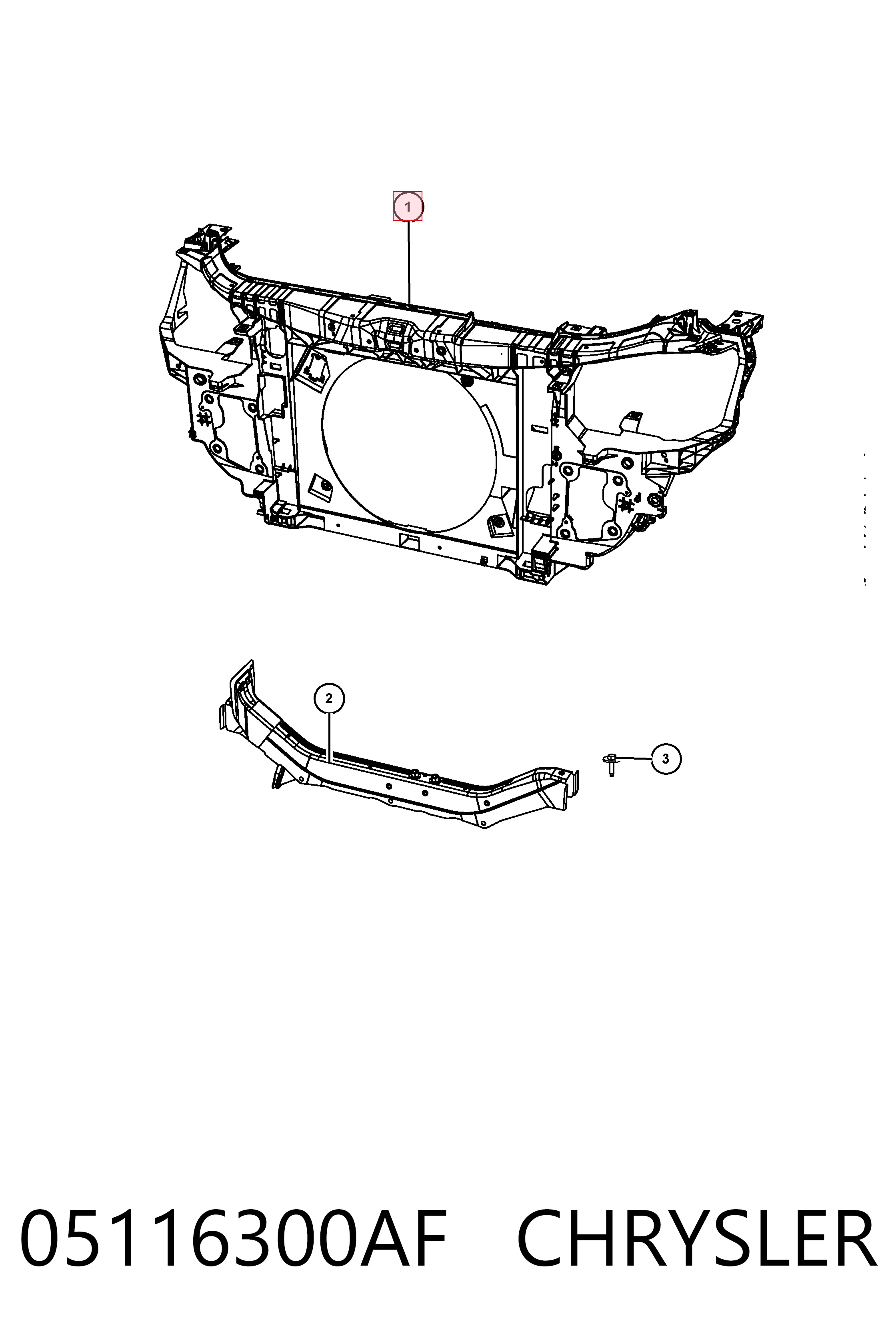Panel de soporte del radiador y montaje de faros 05116300AF CHRYSLER