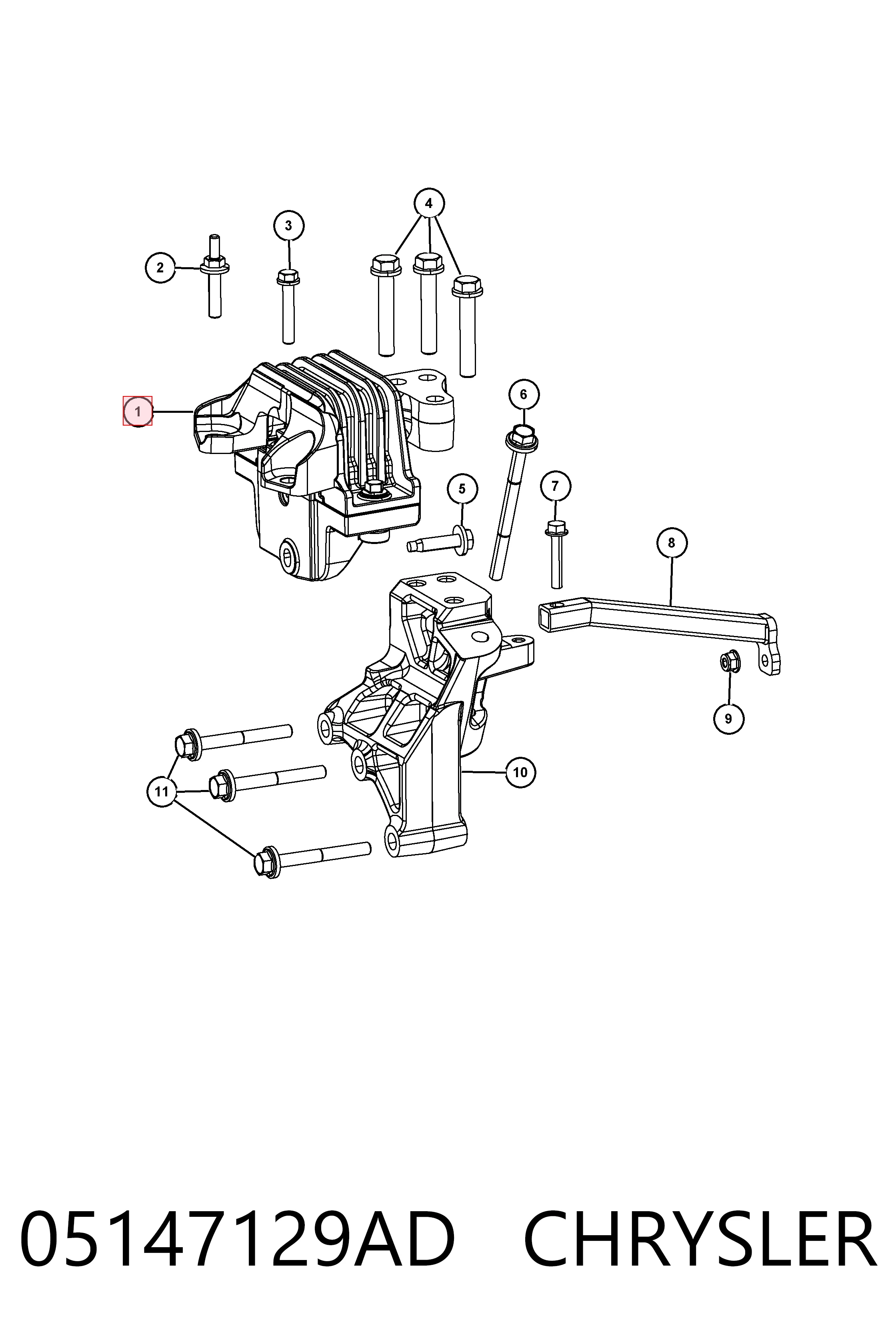 05147129AD Chrysler Soporte de motor derecho