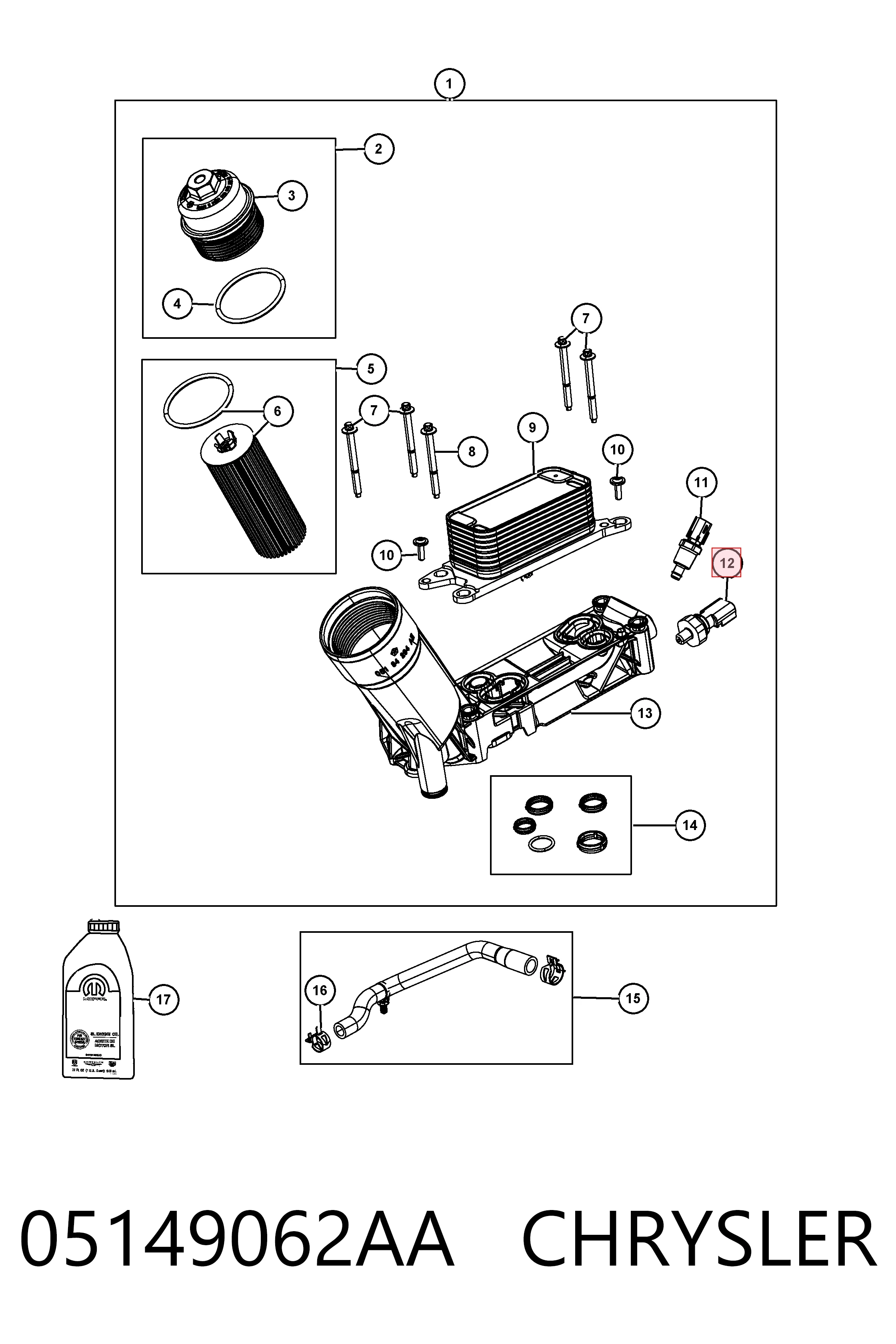 K05149062AA Fiat/Alfa/Lancia Indicador de presión del aceite