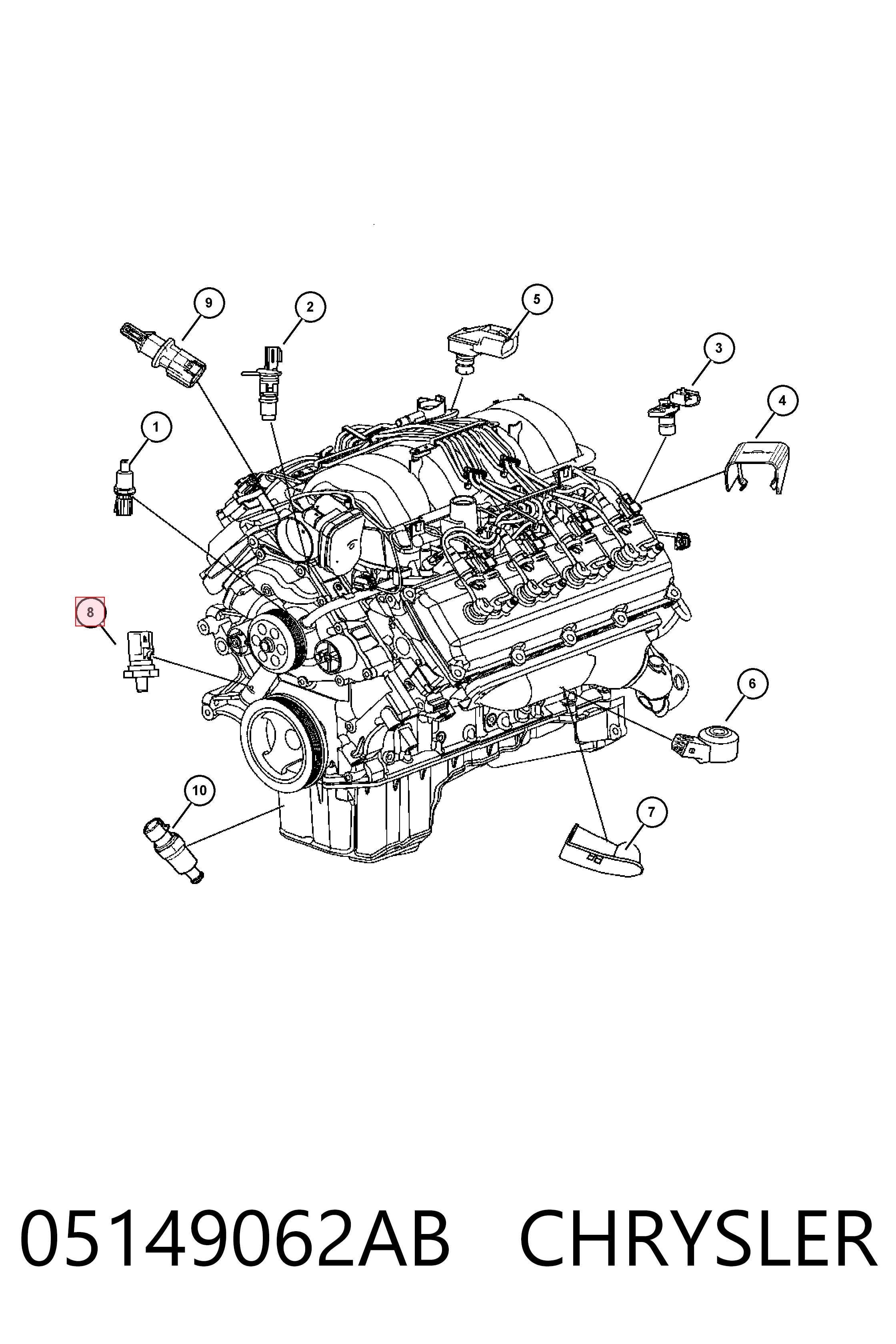 05149062AB Chrysler Indicador de presión del aceite