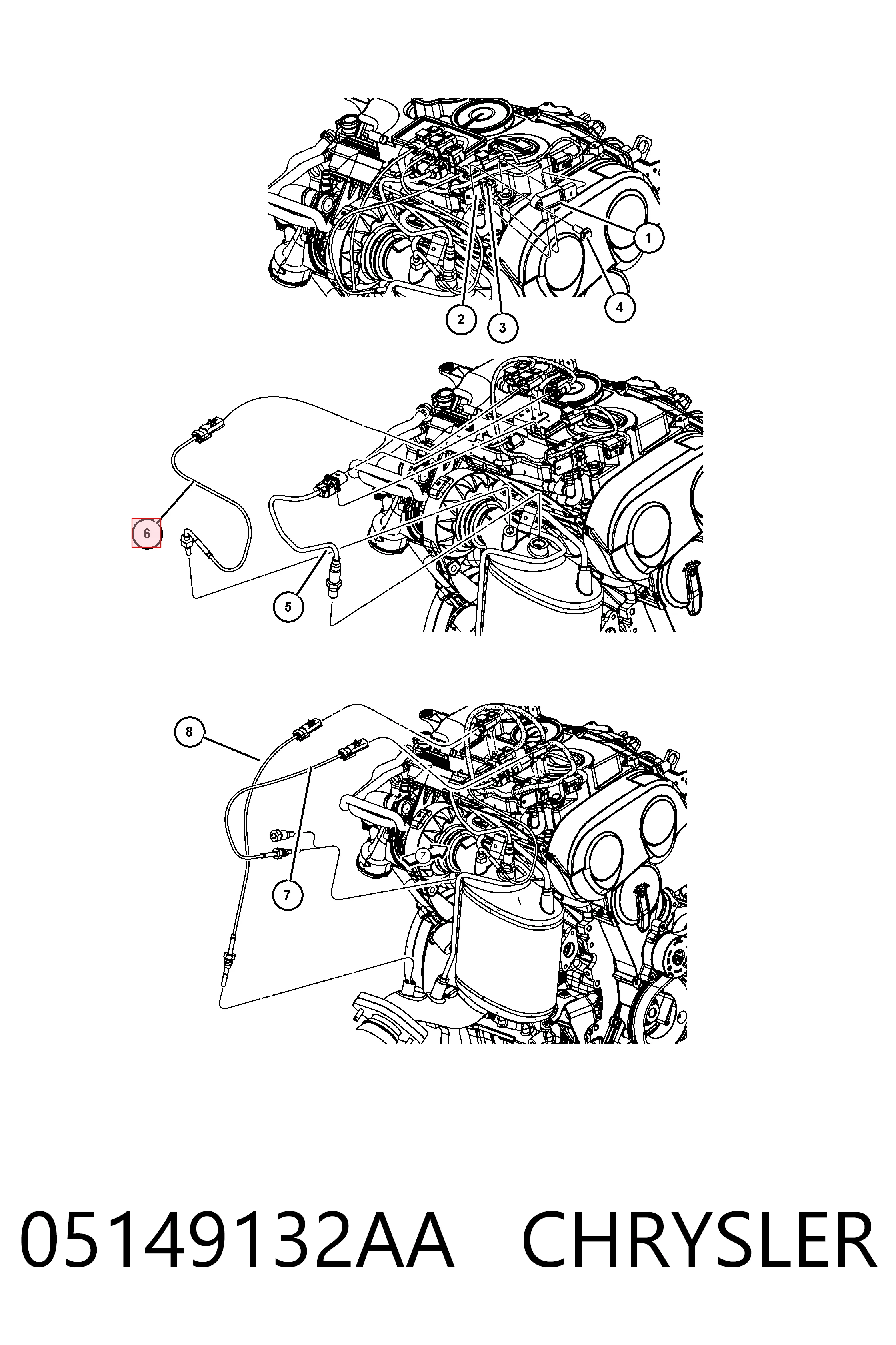 K05149132AA Fiat/Alfa/Lancia Sensor de temperatura de gases de escape antes del catalizador