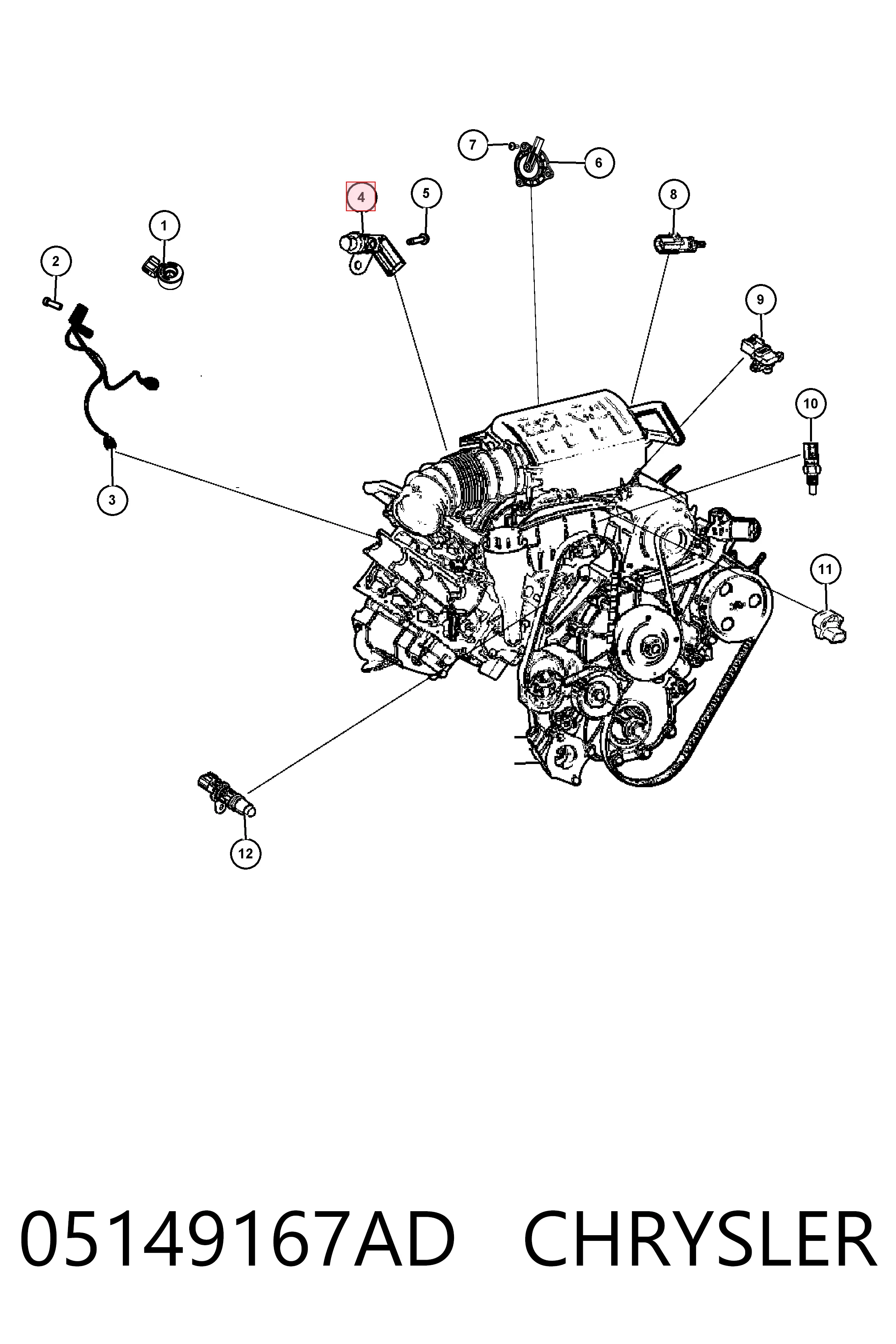 Sensor de posición del cigüeñal para Dodge Journey  
