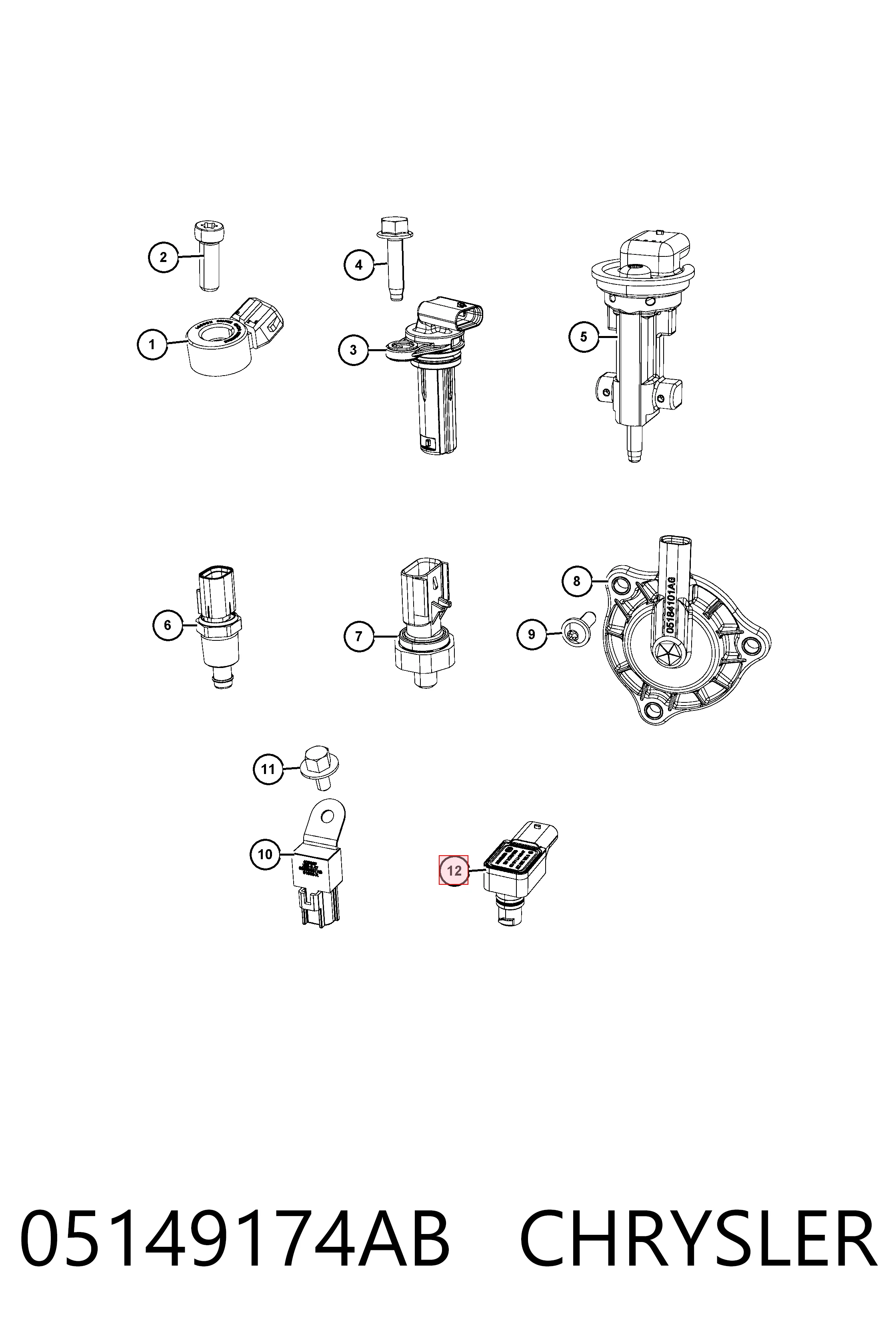 05149174AB Chrysler Sensor De Presion Del Colector De Admision
