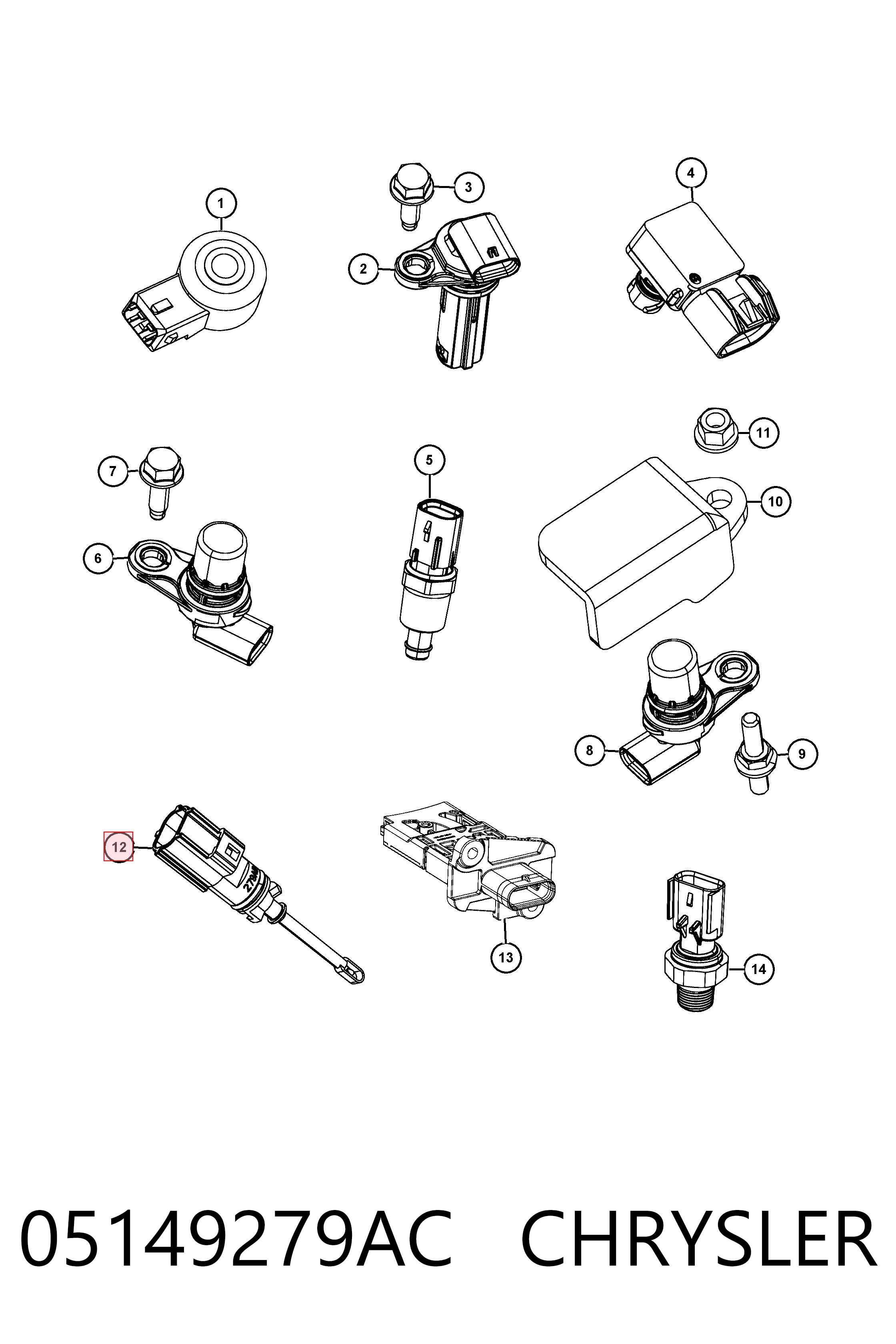 05149279AC Chrysler Sensor de temperatura del aire de admisión