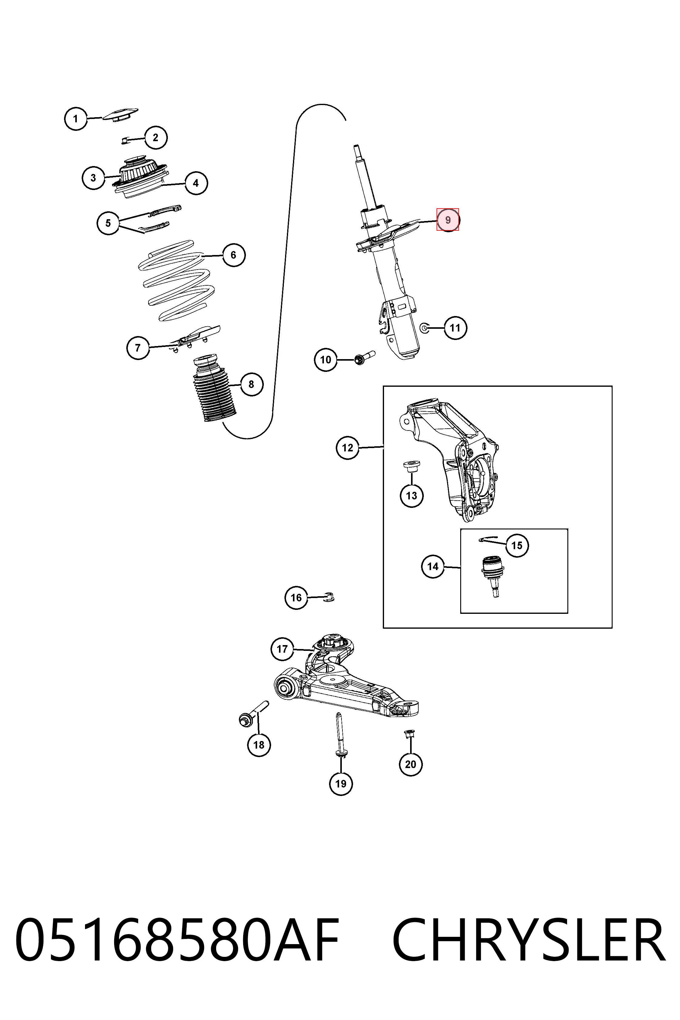 5168582AF Ford amortiguador frontal derecho