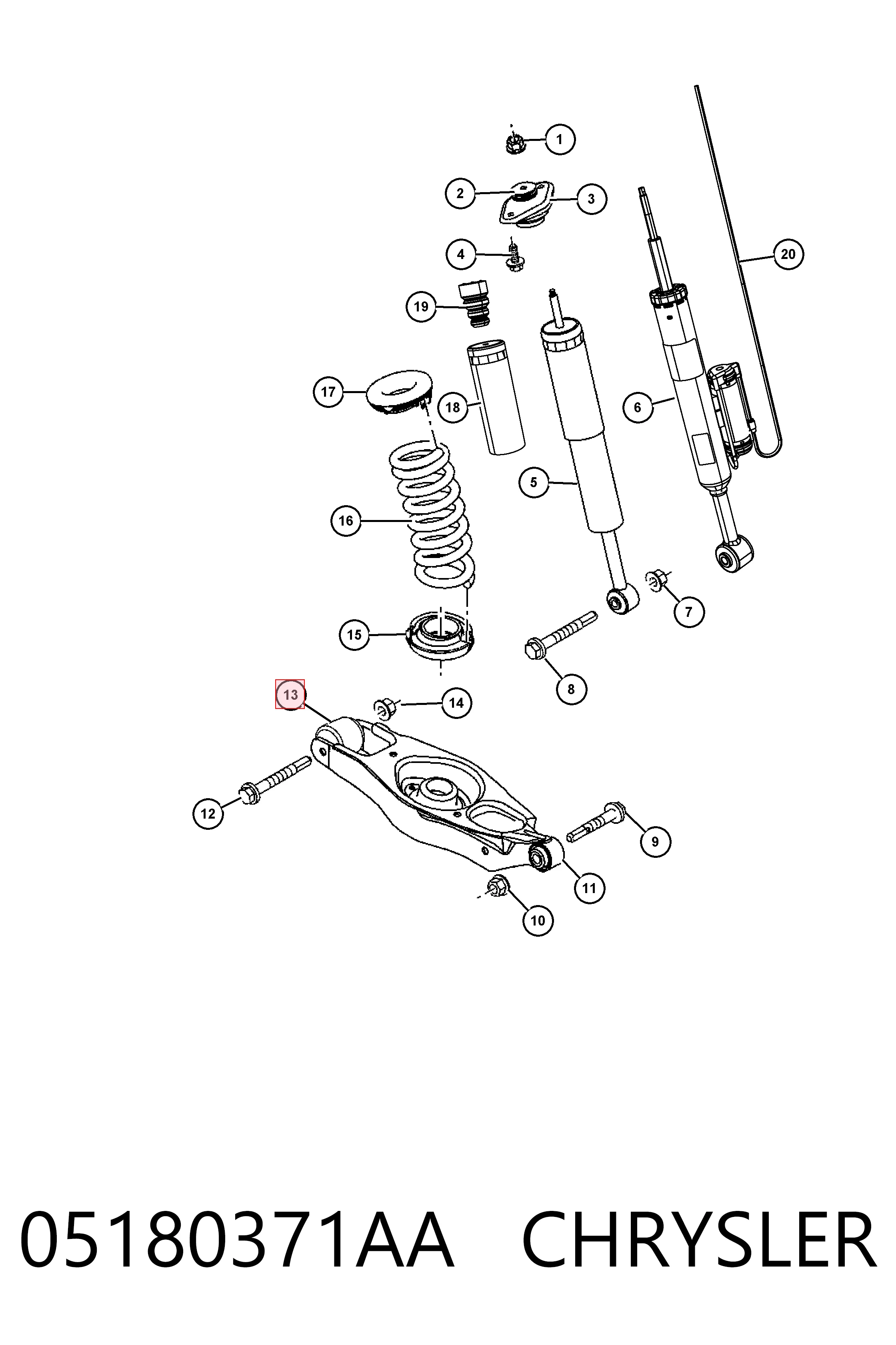 05180371AA Chrysler Buje del brazo inferior trasero