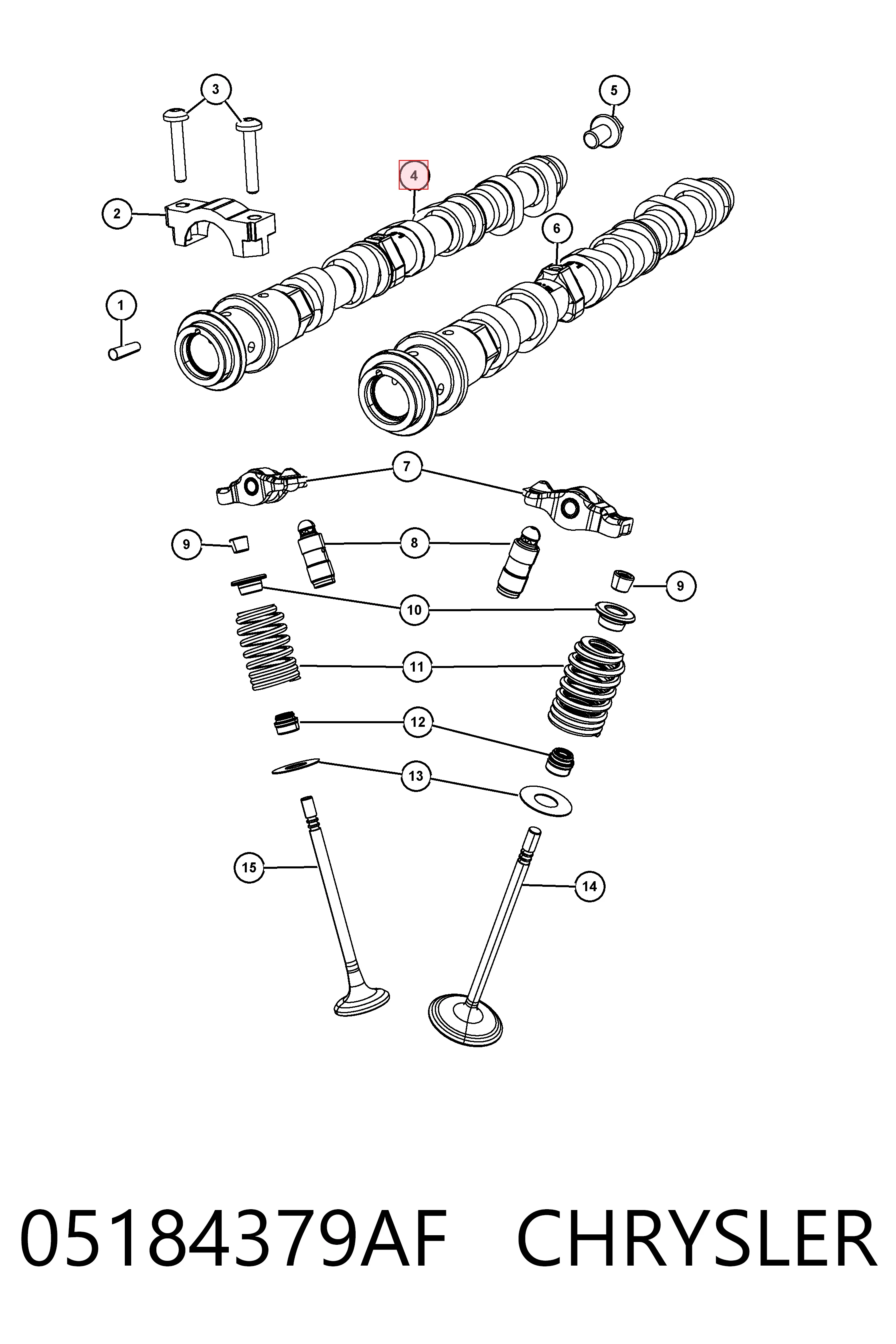 K05184379AH Fiat/Alfa/Lancia Árbol de levas de admisión izquierdo