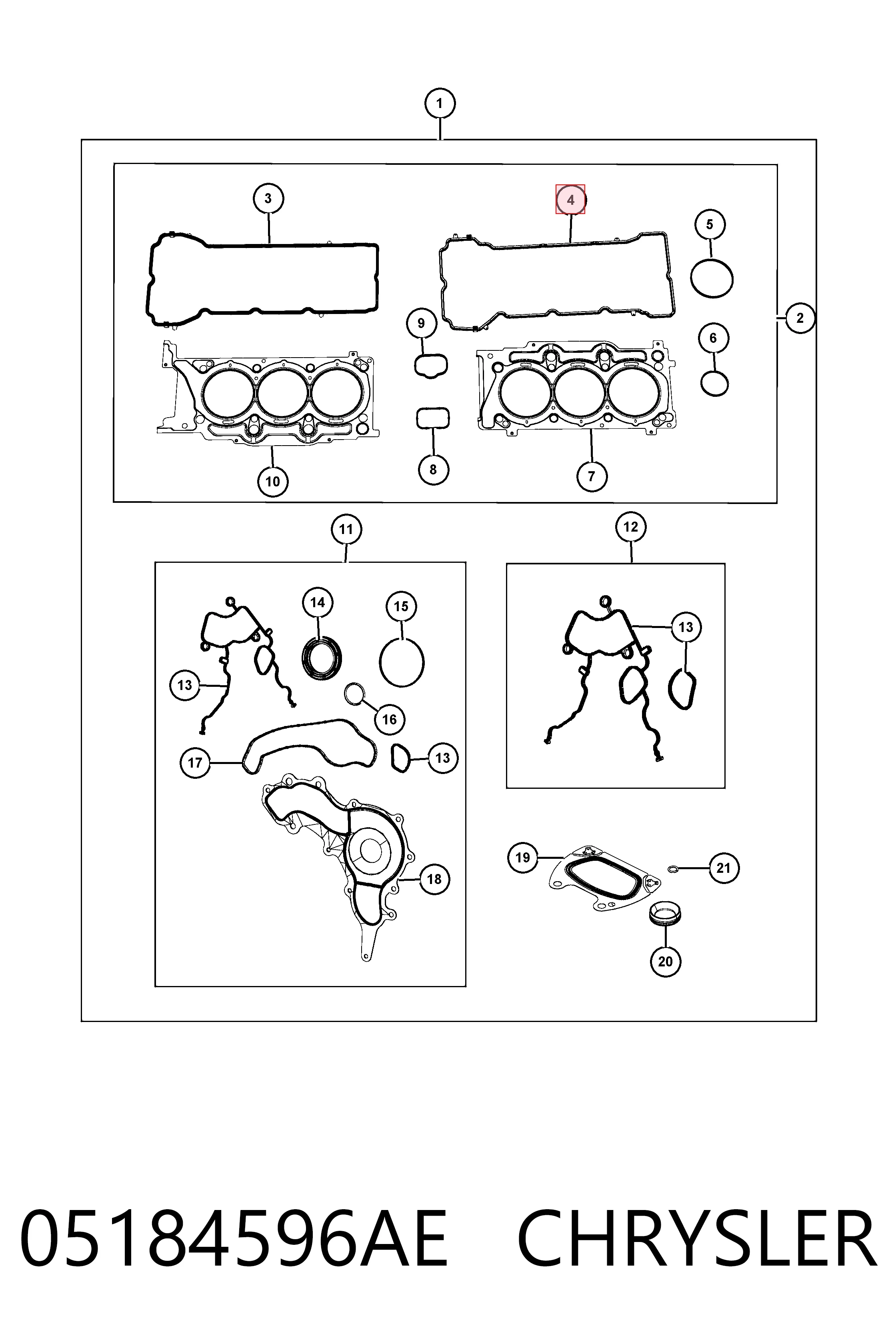 05184596AE Chrysler Junta de tapa de balancines izquierda
