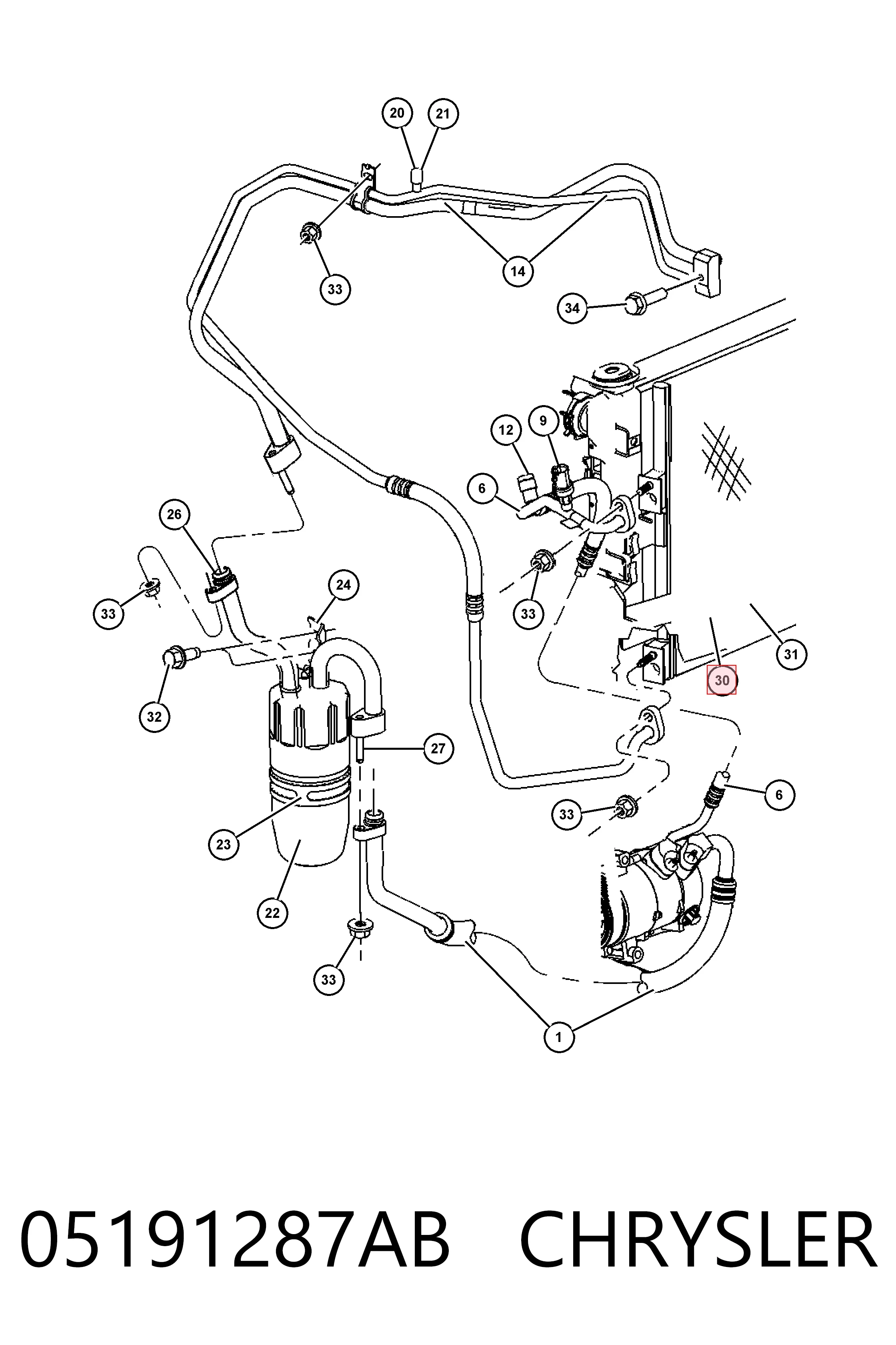 K05191287AB Fiat/Alfa/Lancia Radiador de aire acondicionado