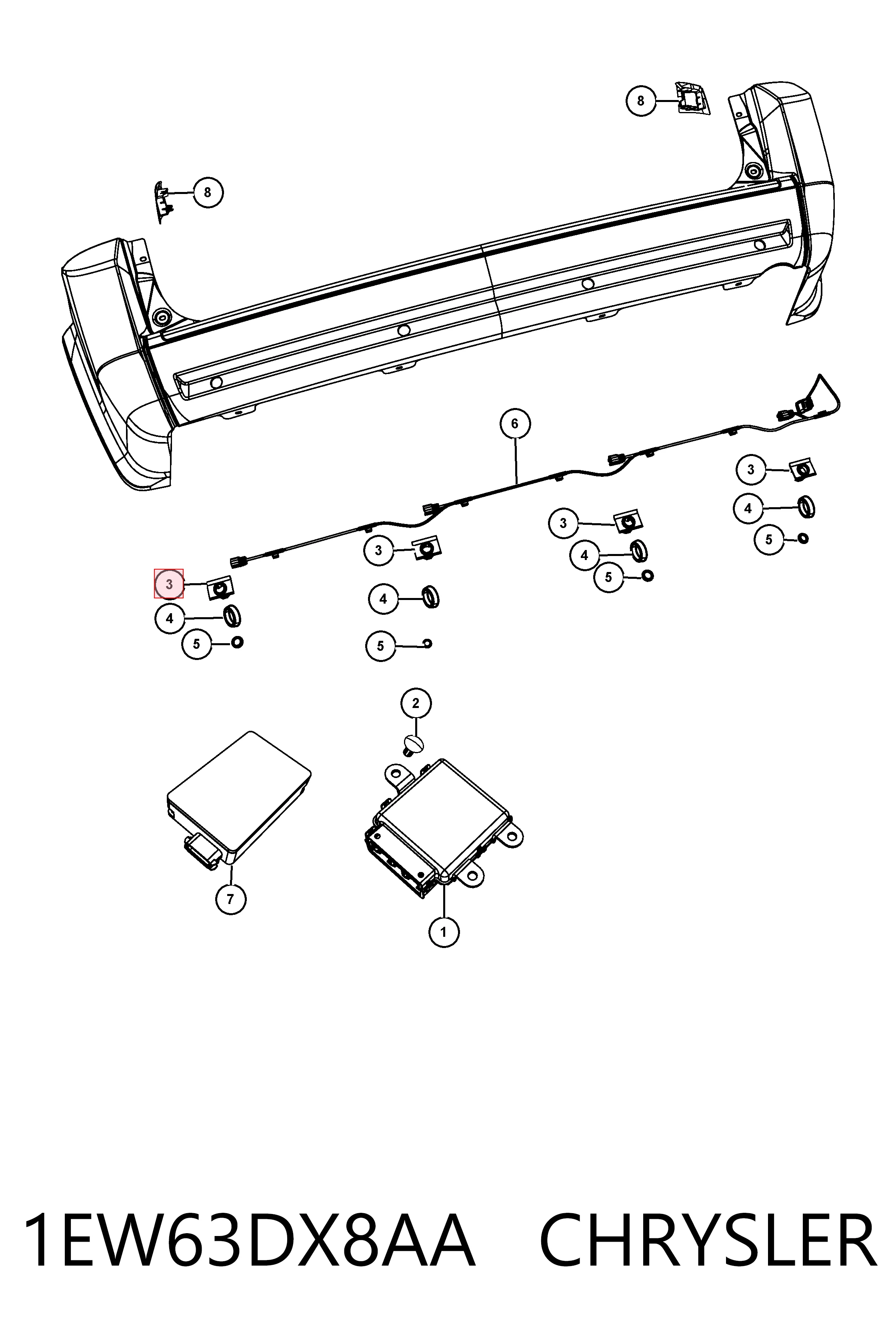 1EW63DX8AA Chrysler Sensor de estacionamiento delantero