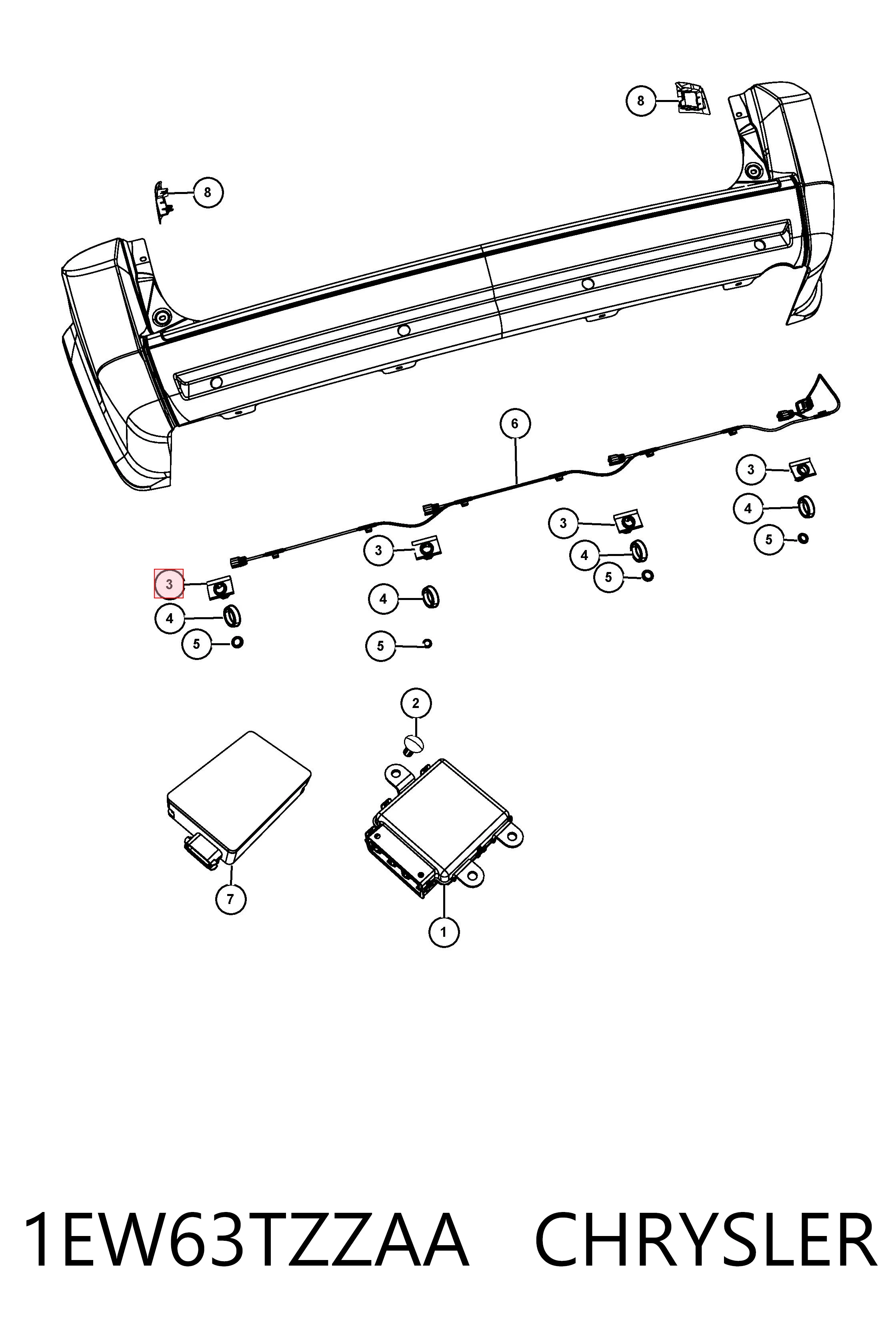 1EW63TZZAA Chrysler Sensor de estacionamiento delantero