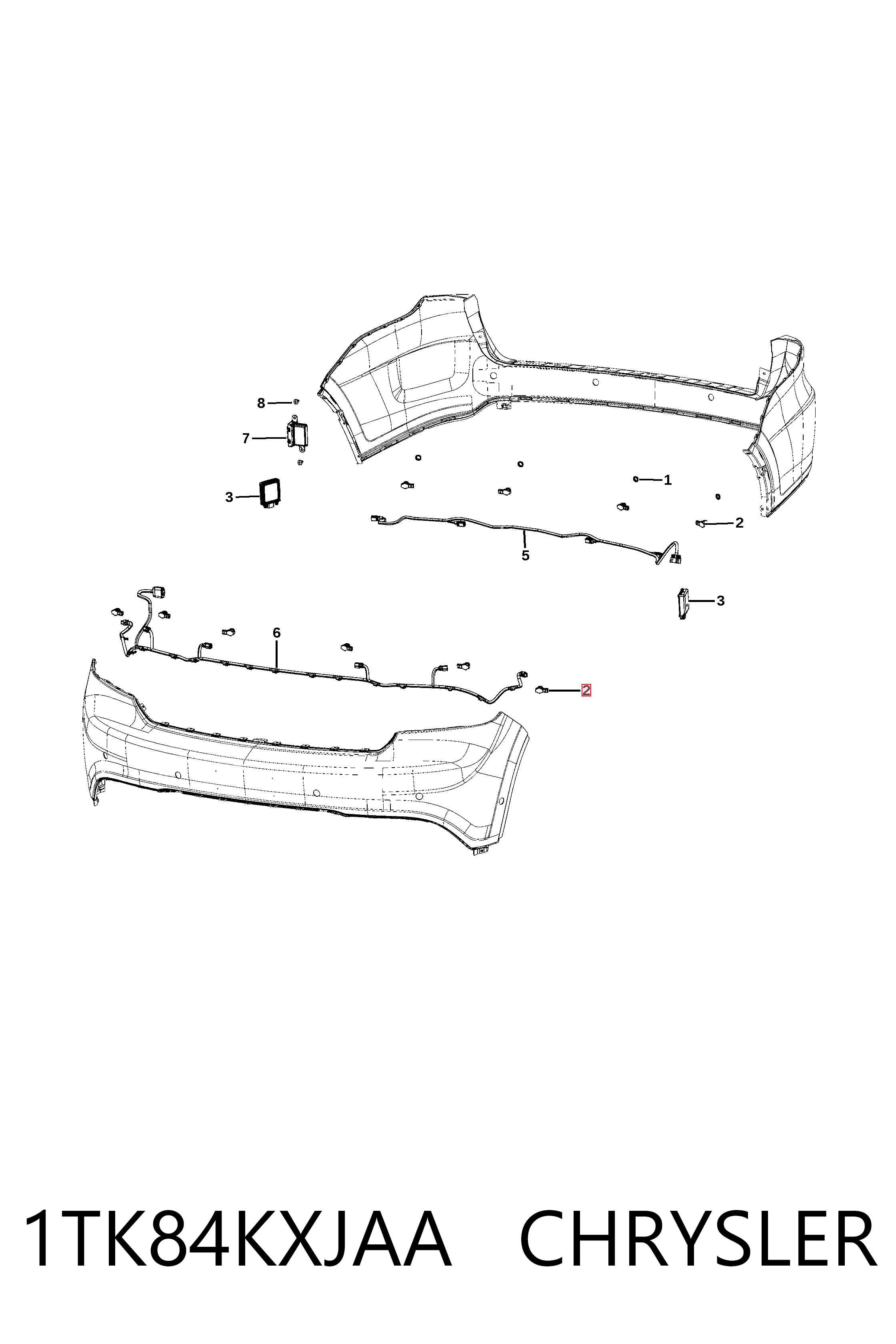 Sensor de aparcamiento trasero 1TK84KXJAA CHRYSLER