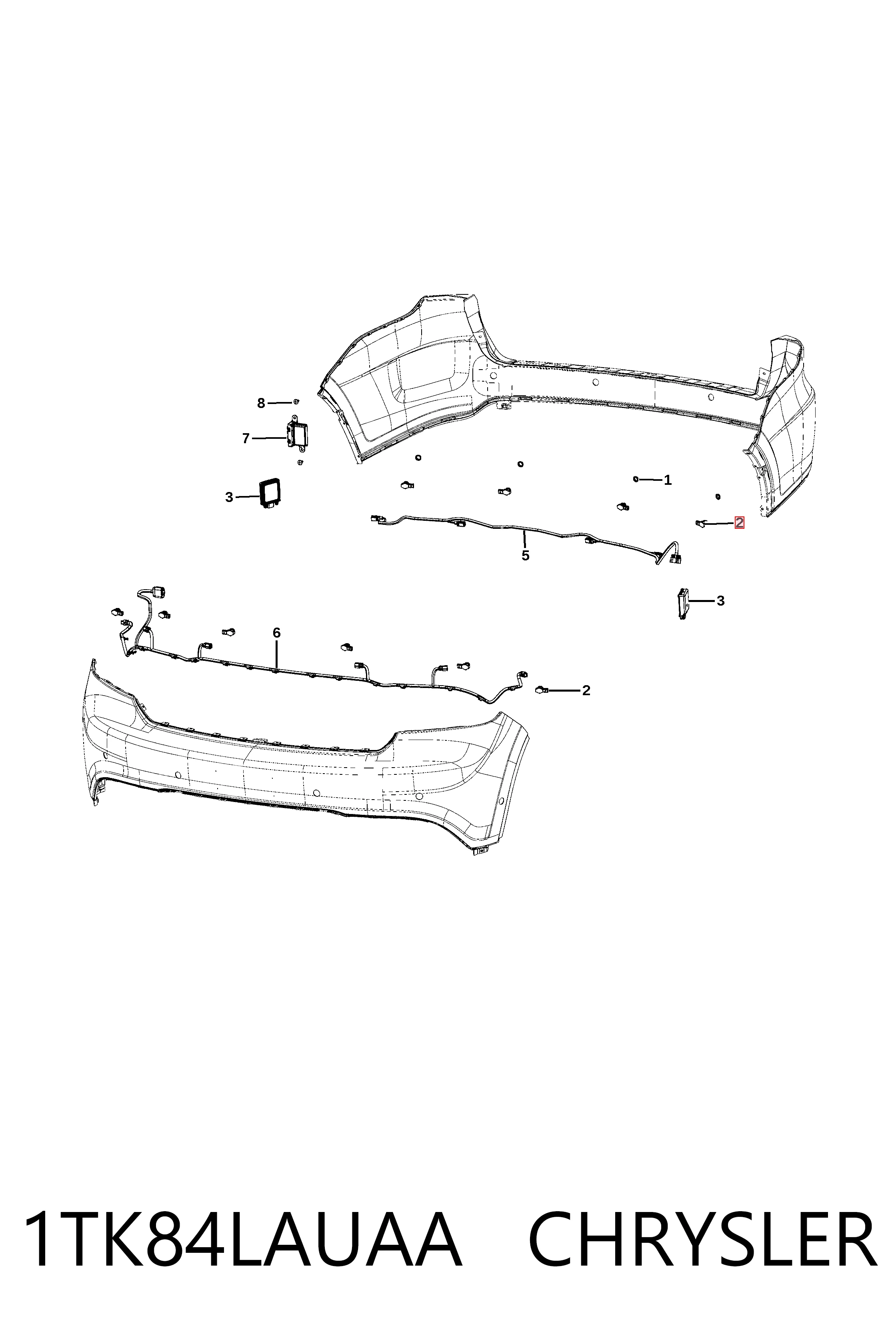 1TK84LAUAA Chrysler Sensor alarma de estacionamiento trasero 
