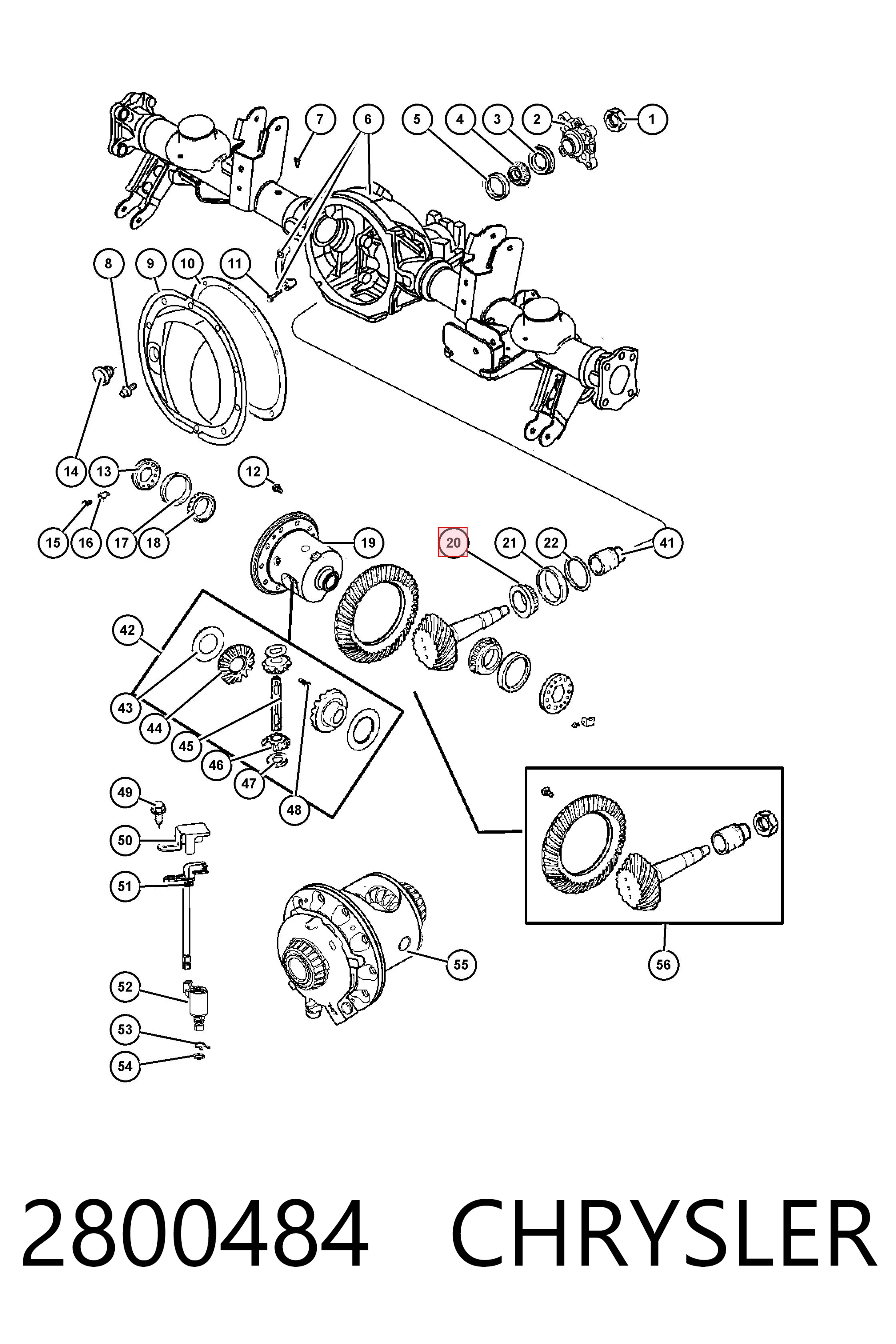 2800484 Chrysler Rodamiento interior del piñón del diferencial trasero