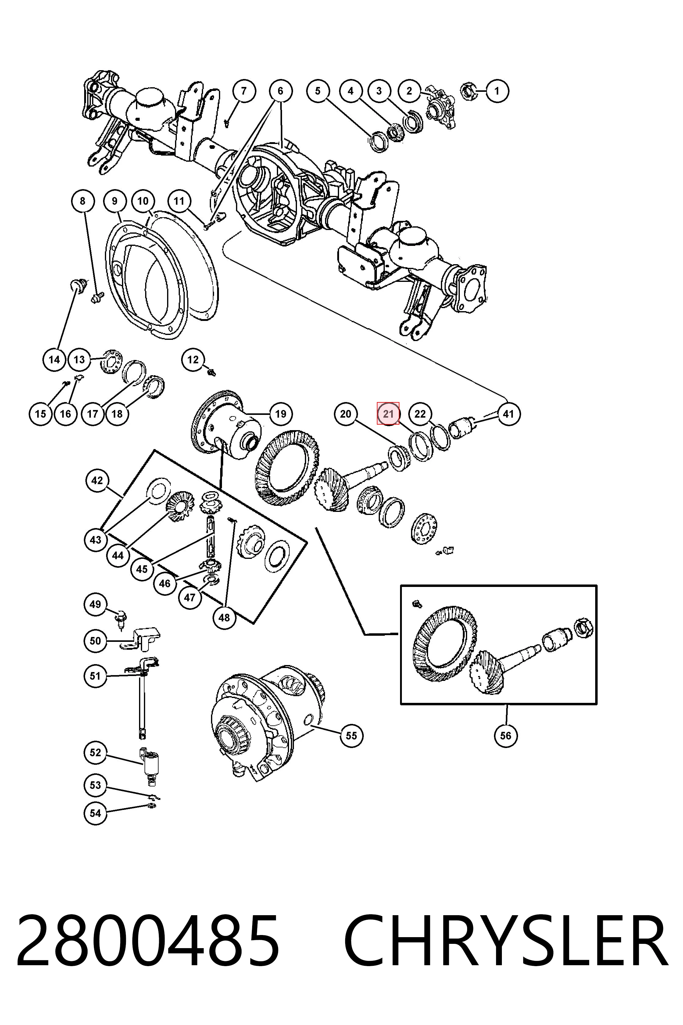 2800485 Chrysler Rodamiento interior del piñón del diferencial trasero