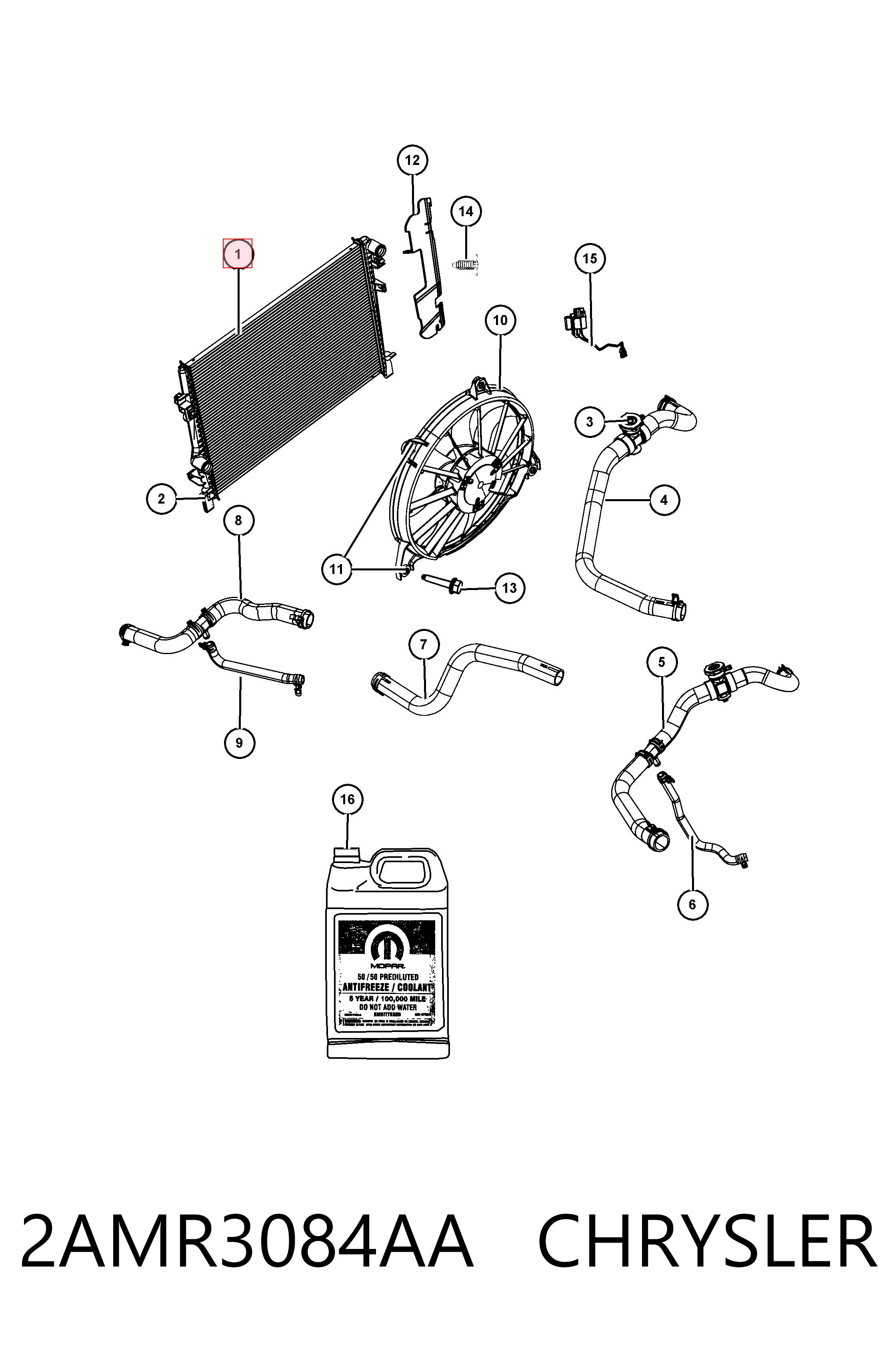 Radiador de refrigeración del motor CHRYSLER 2AMR3084AA