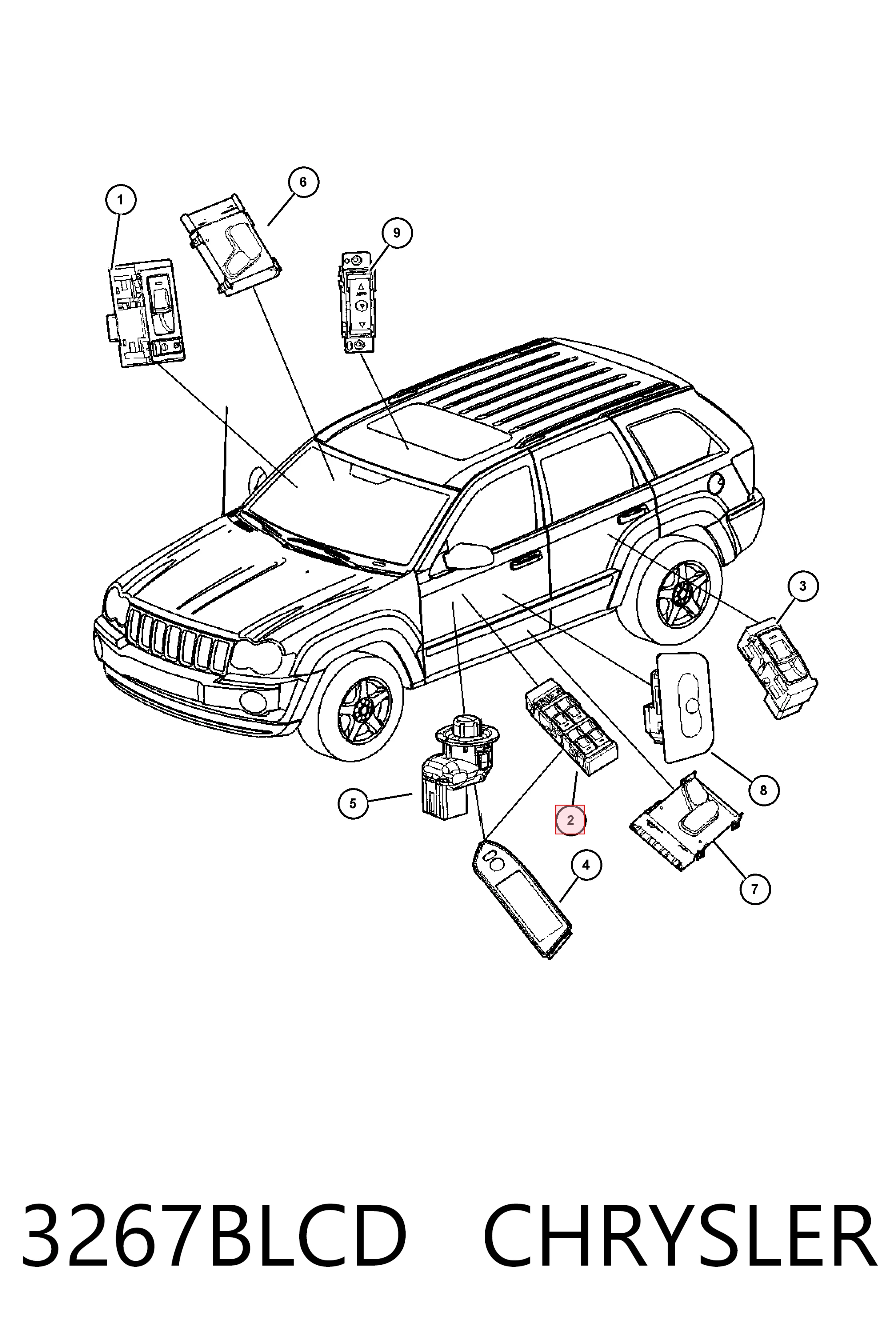 Interruptor de elevalunas delantera izquierda K04602789AA Fiat/Alfa/Lancia
