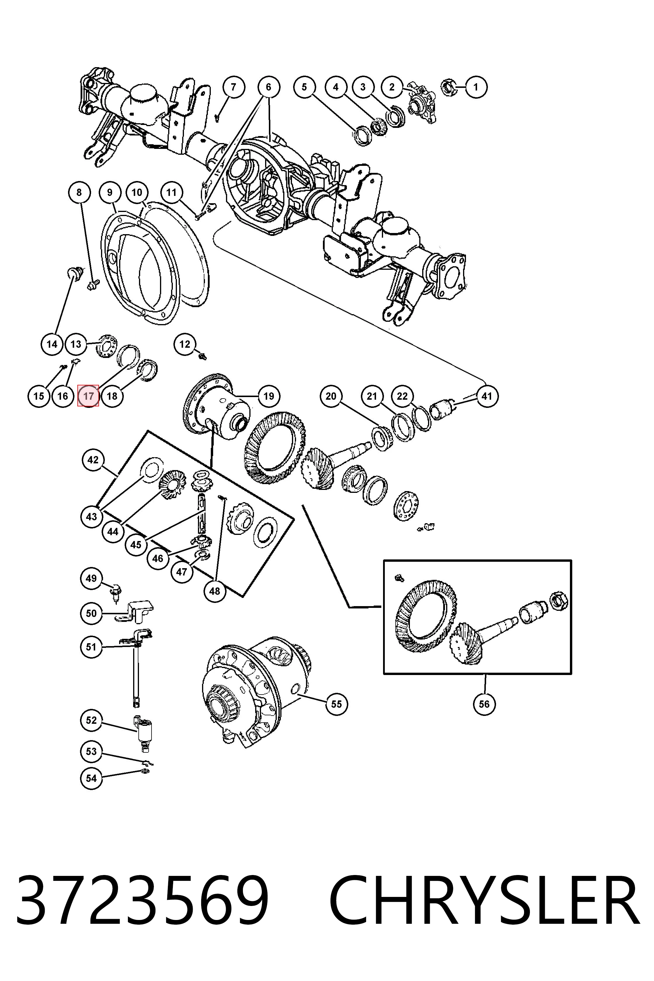 Cojinete del diferencial del eje trasero 3723569 CHRYSLER