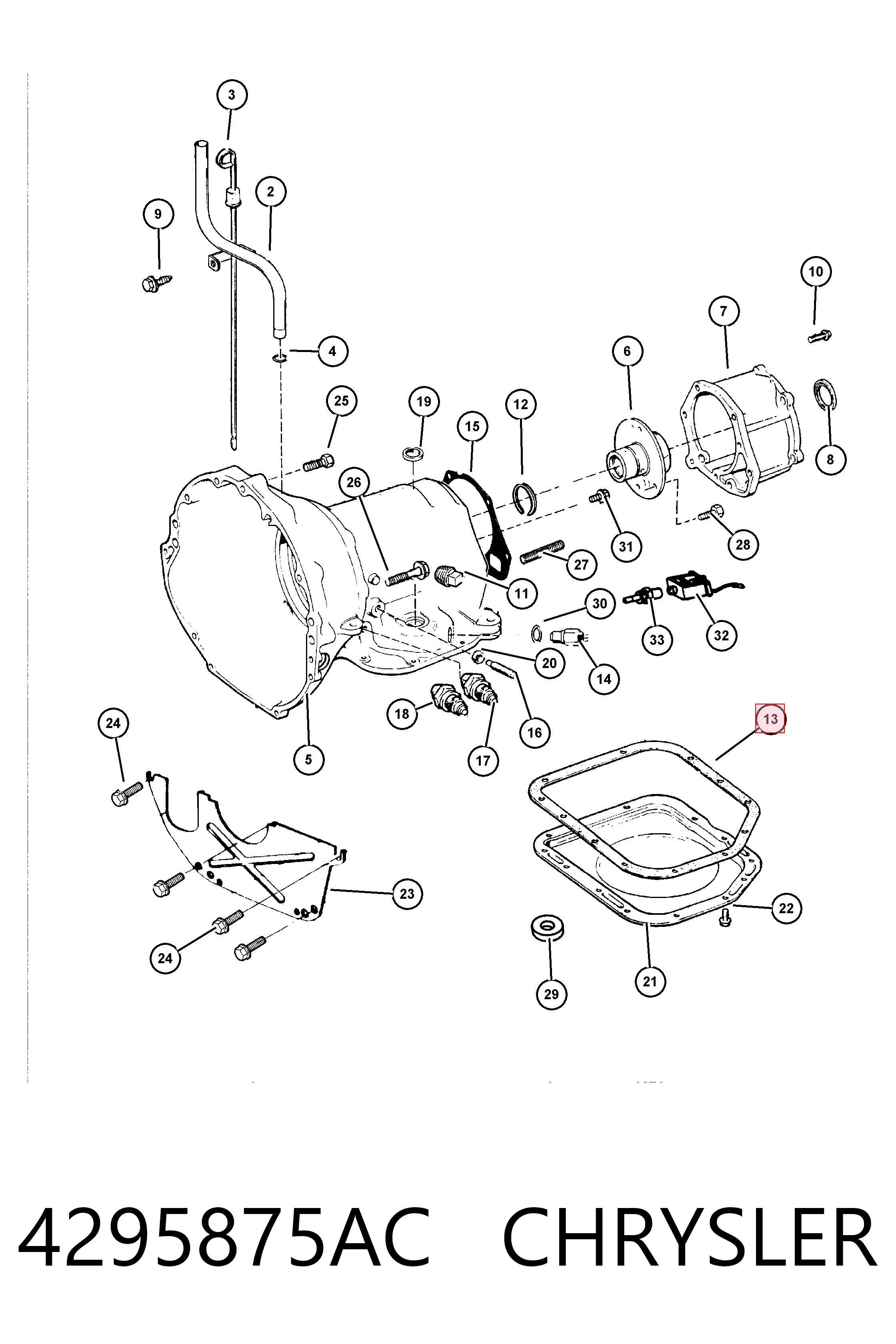4295875AC Chrysler Junta del cárter de aceite de la caja de cambios