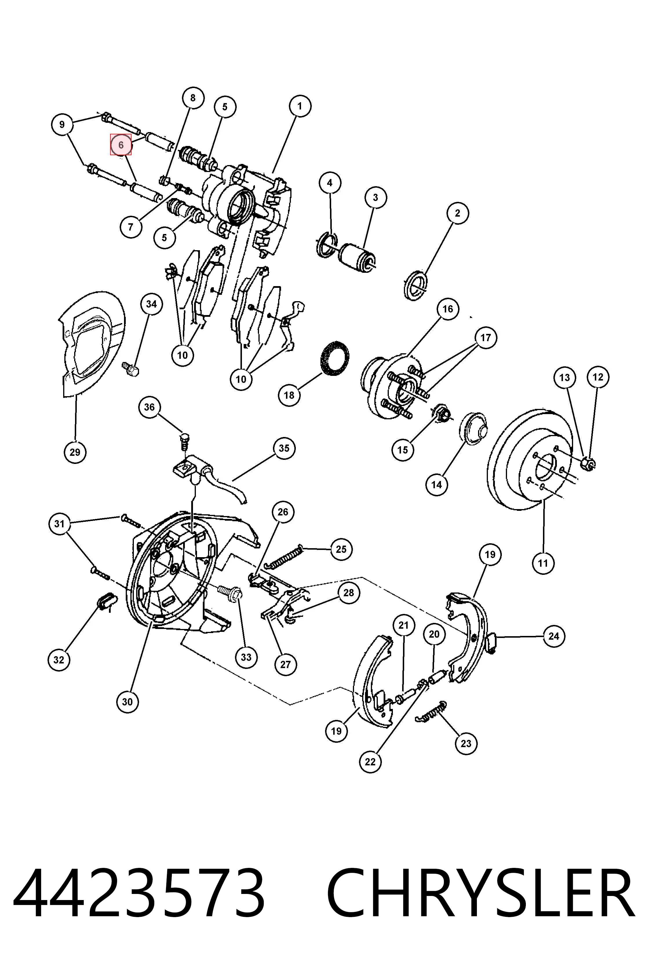 Juego de reparación de pinza de freno delantero 4423573 CHRYSLER