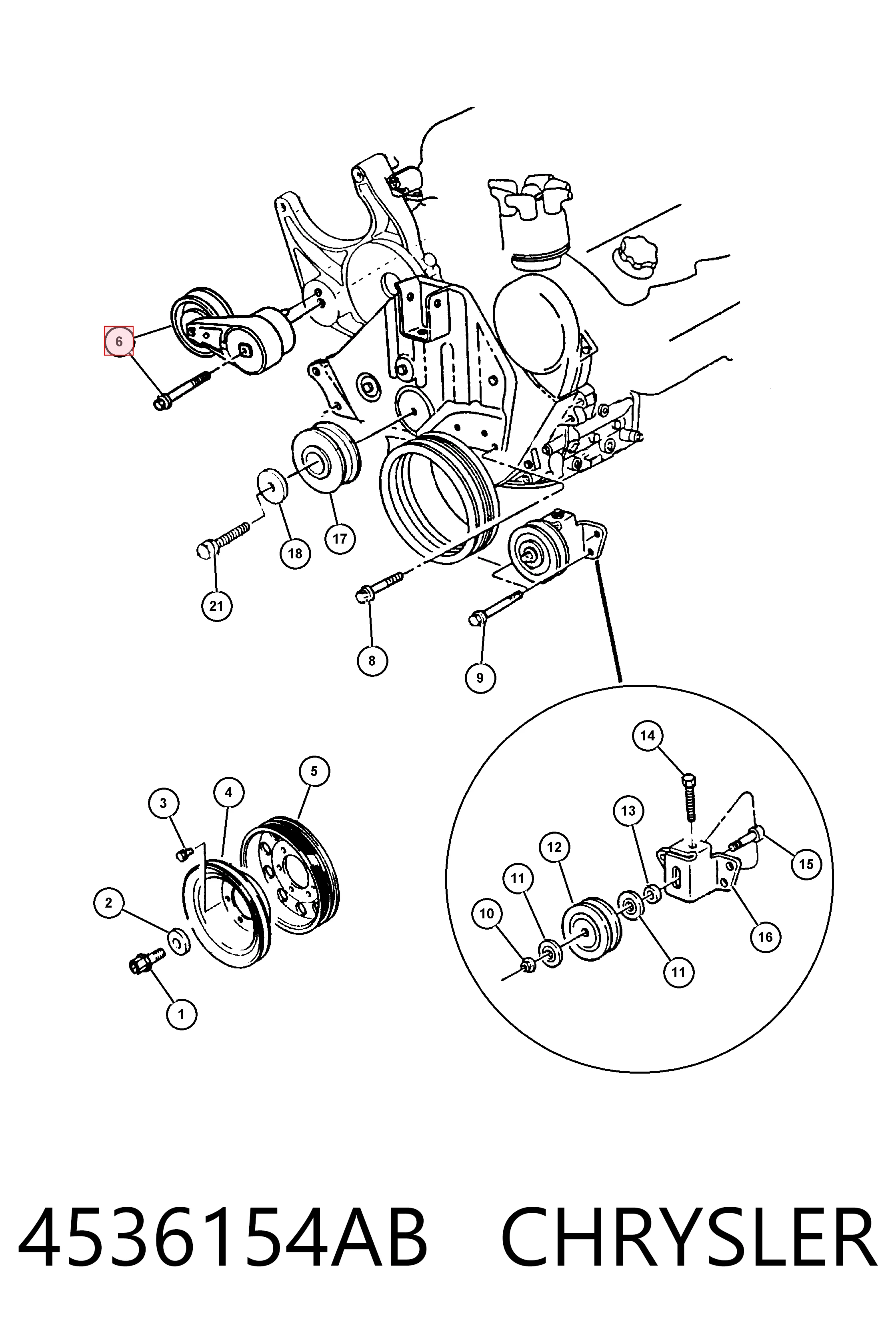 4536154AB Chrysler Tensor de correa de alternador