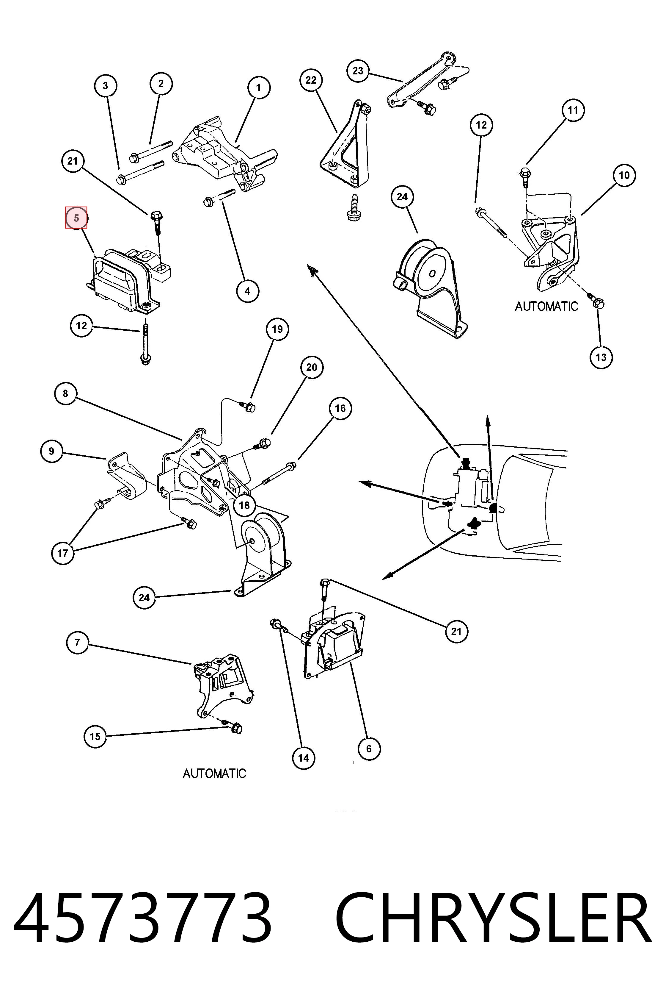 4573773 Chrysler Soporte de motor derecho
