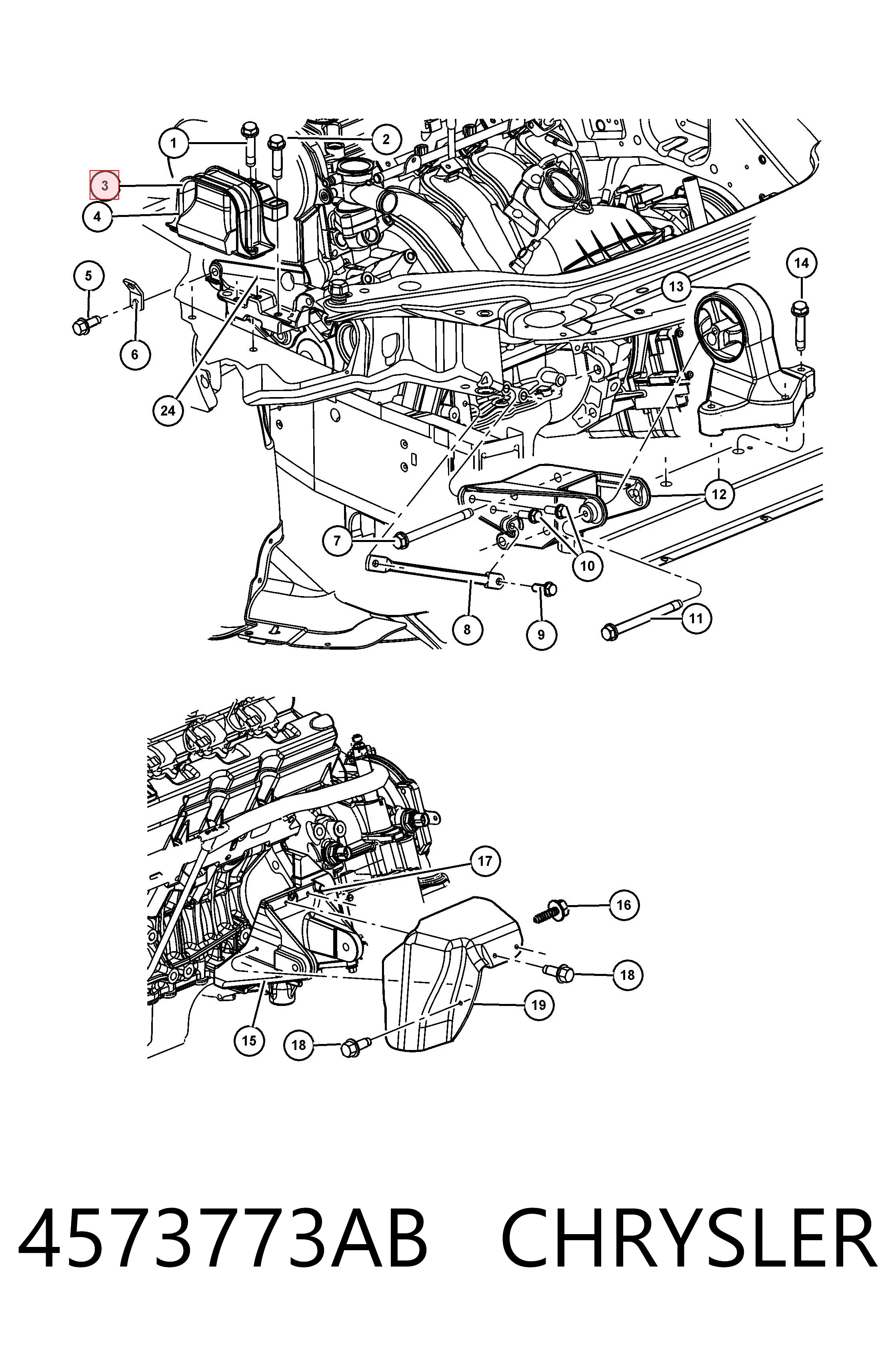 4573773AB Chrysler Soporte de motor derecho