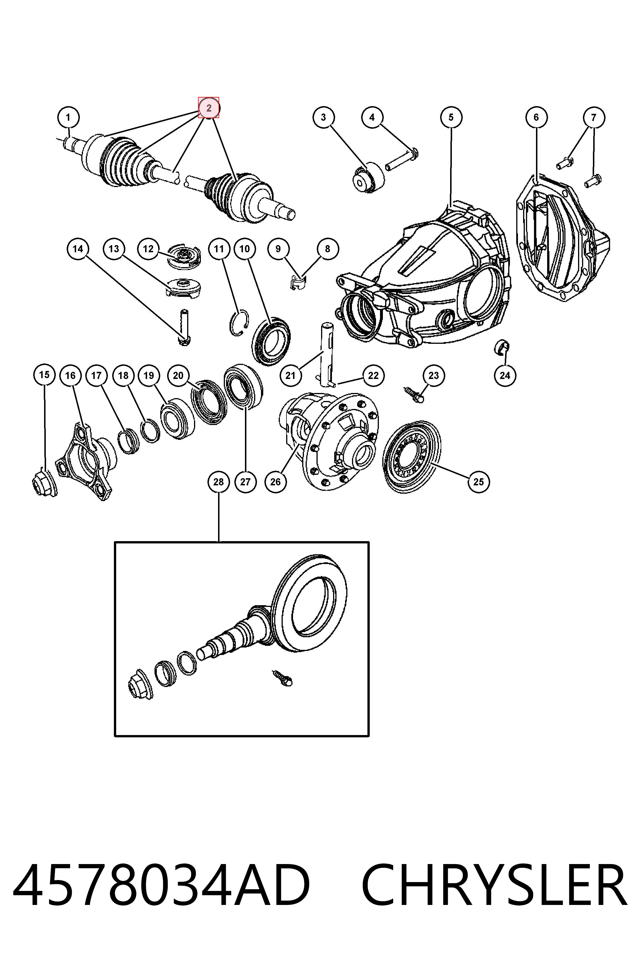 4578034AD Chrysler Palier trasero derecho