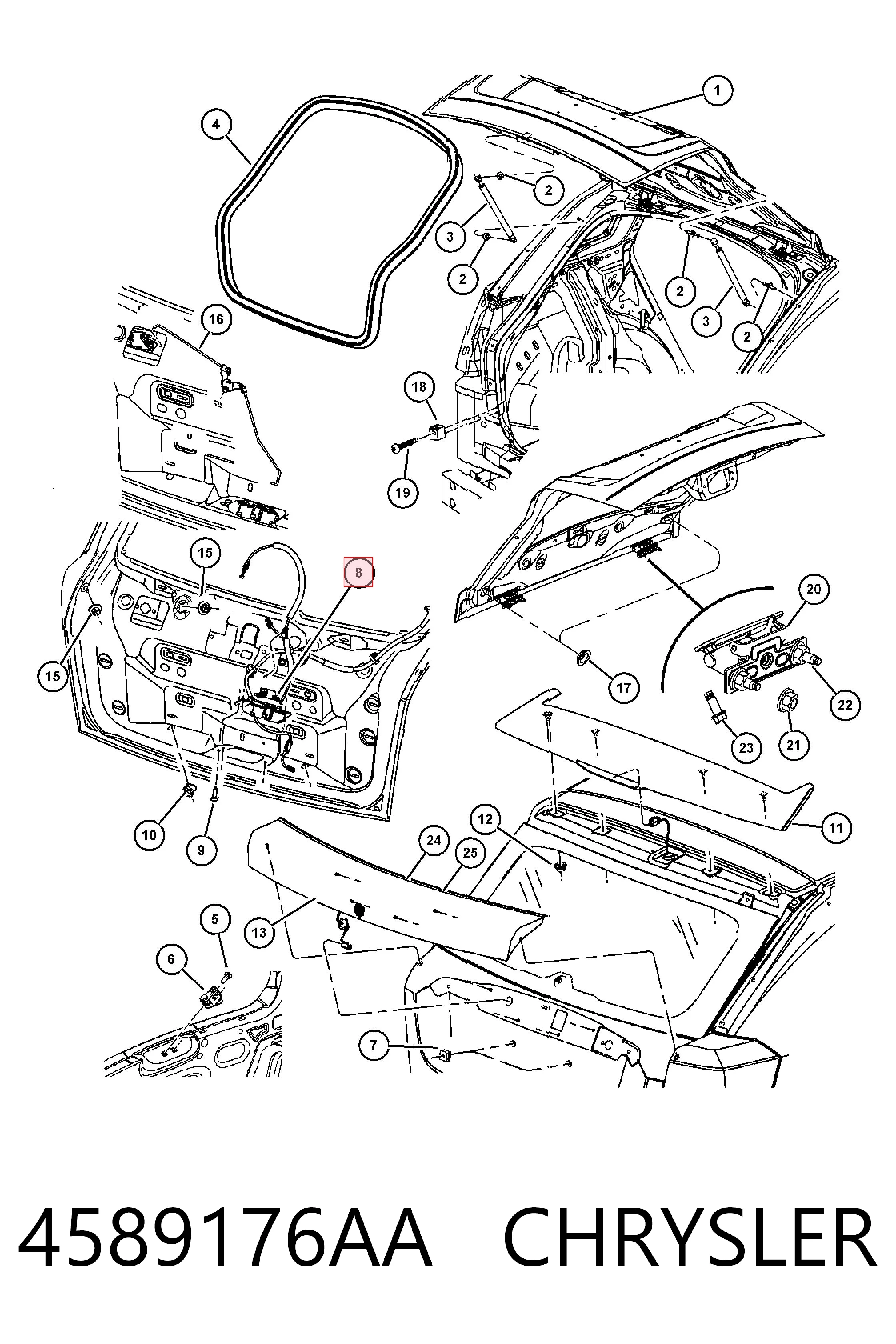 Cerradura de puerta trasera Fiat/Alfa/Lancia K04589176AA