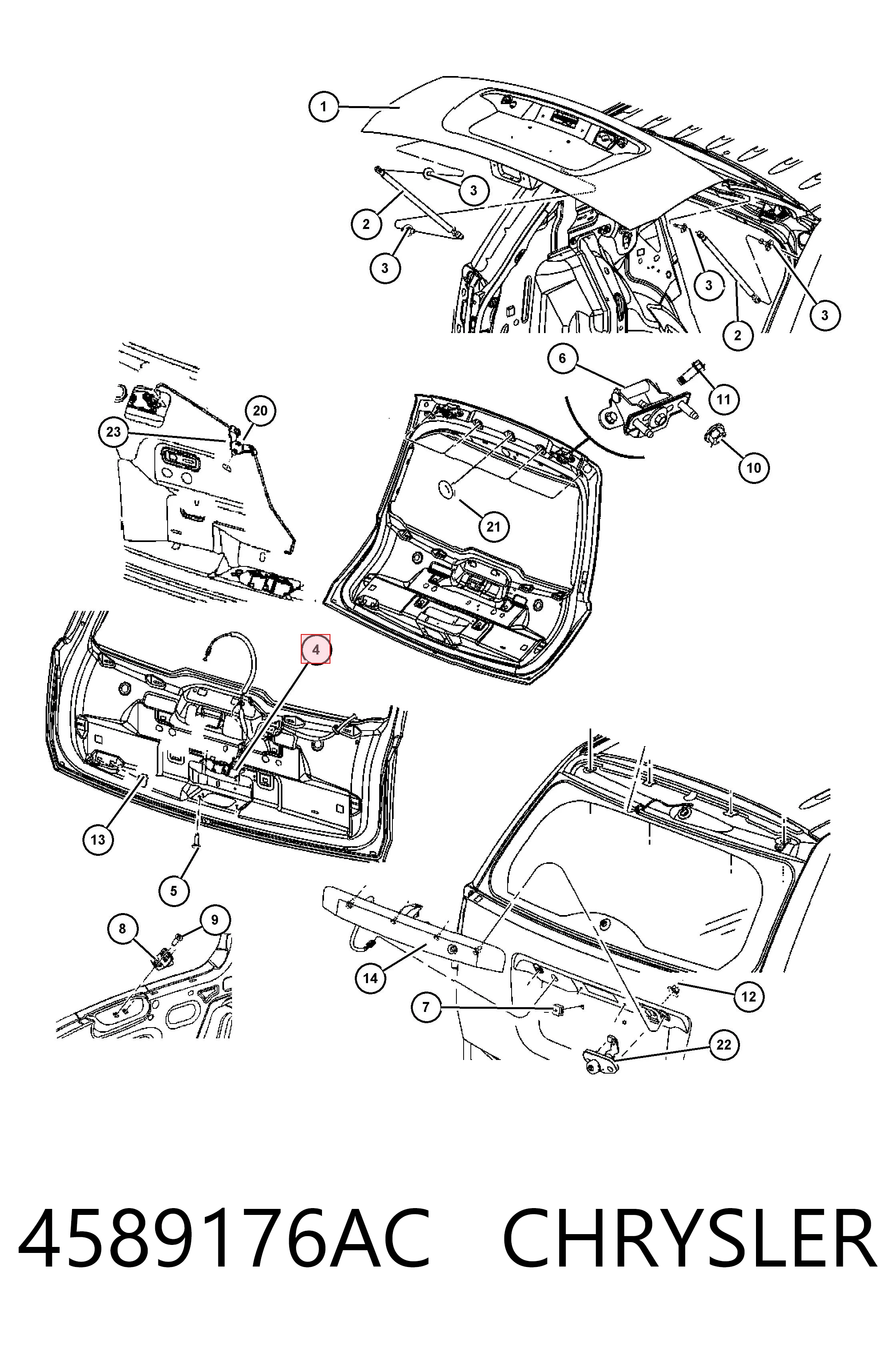 Comprar K04589176AA Fiat/Alfa/Lancia Cerradura de puerta de maletero