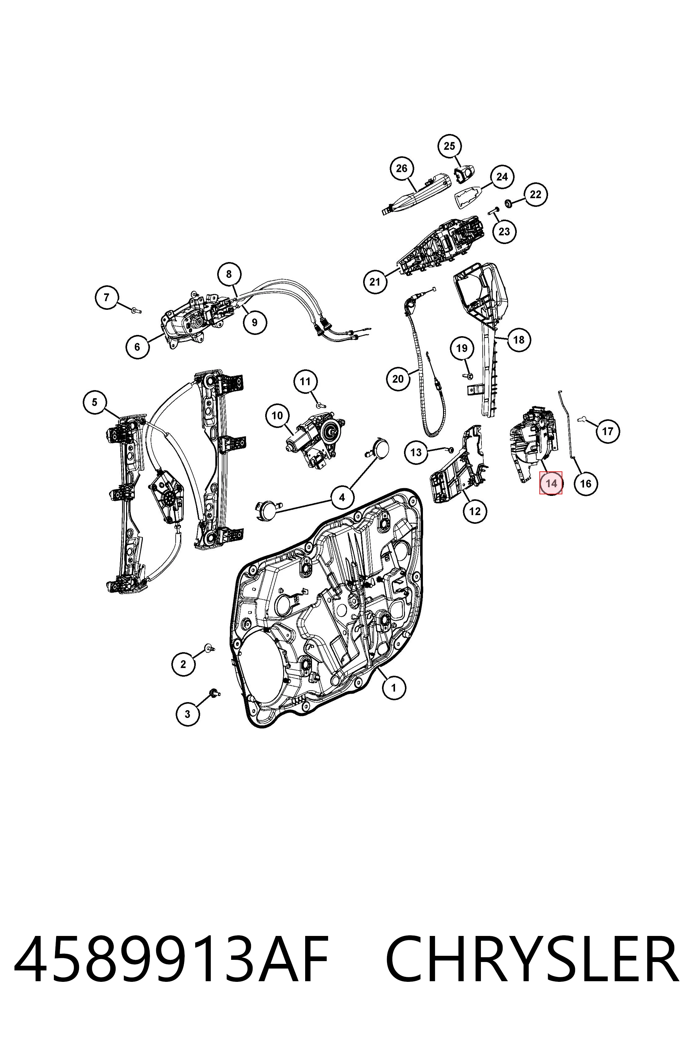 4589913AF Chrysler Cerradura de puerta