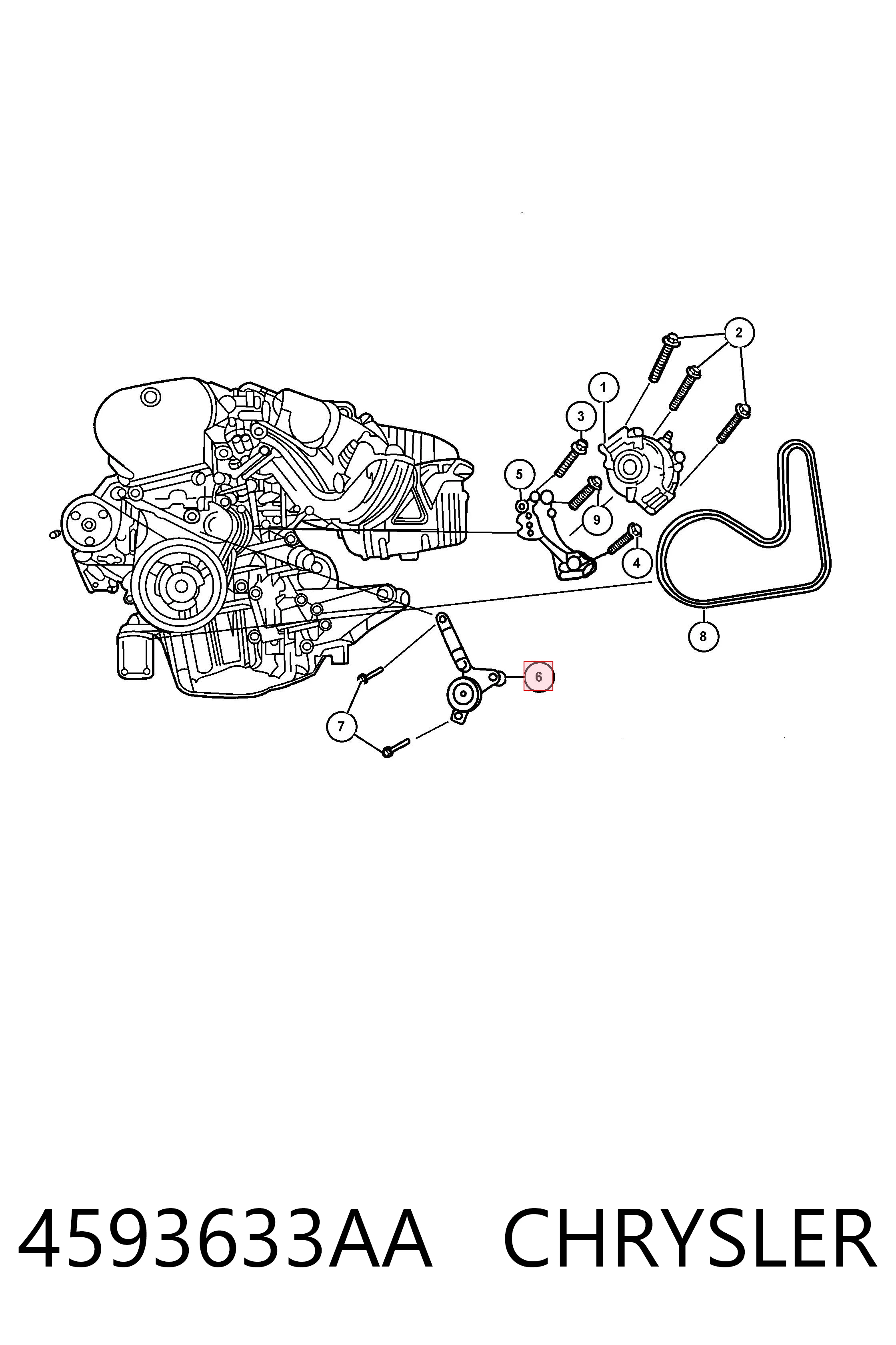 4593633AA Chrysler Tensor de correa de alternador
