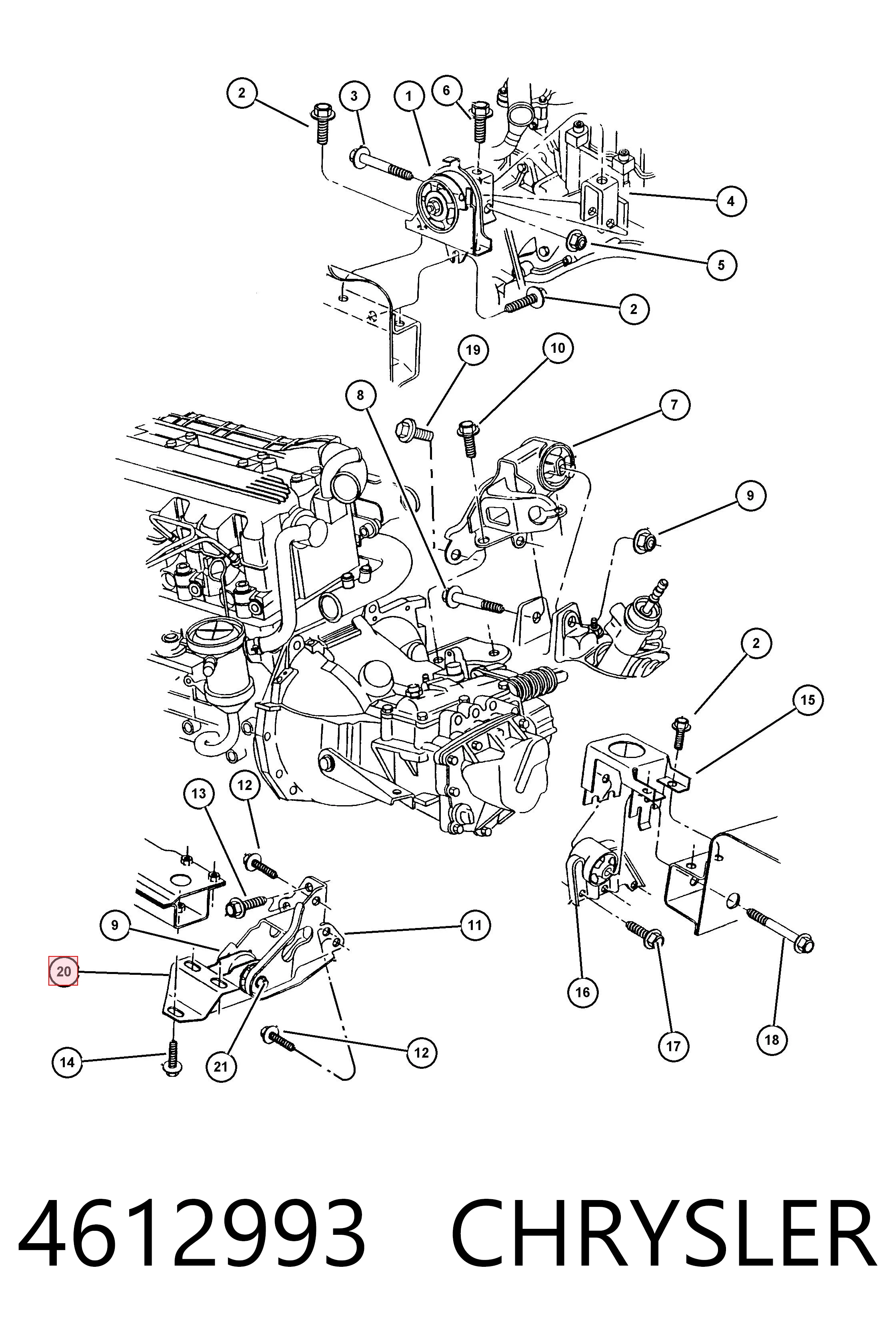 Soporte delantero del motor 4612993 CHRYSLER