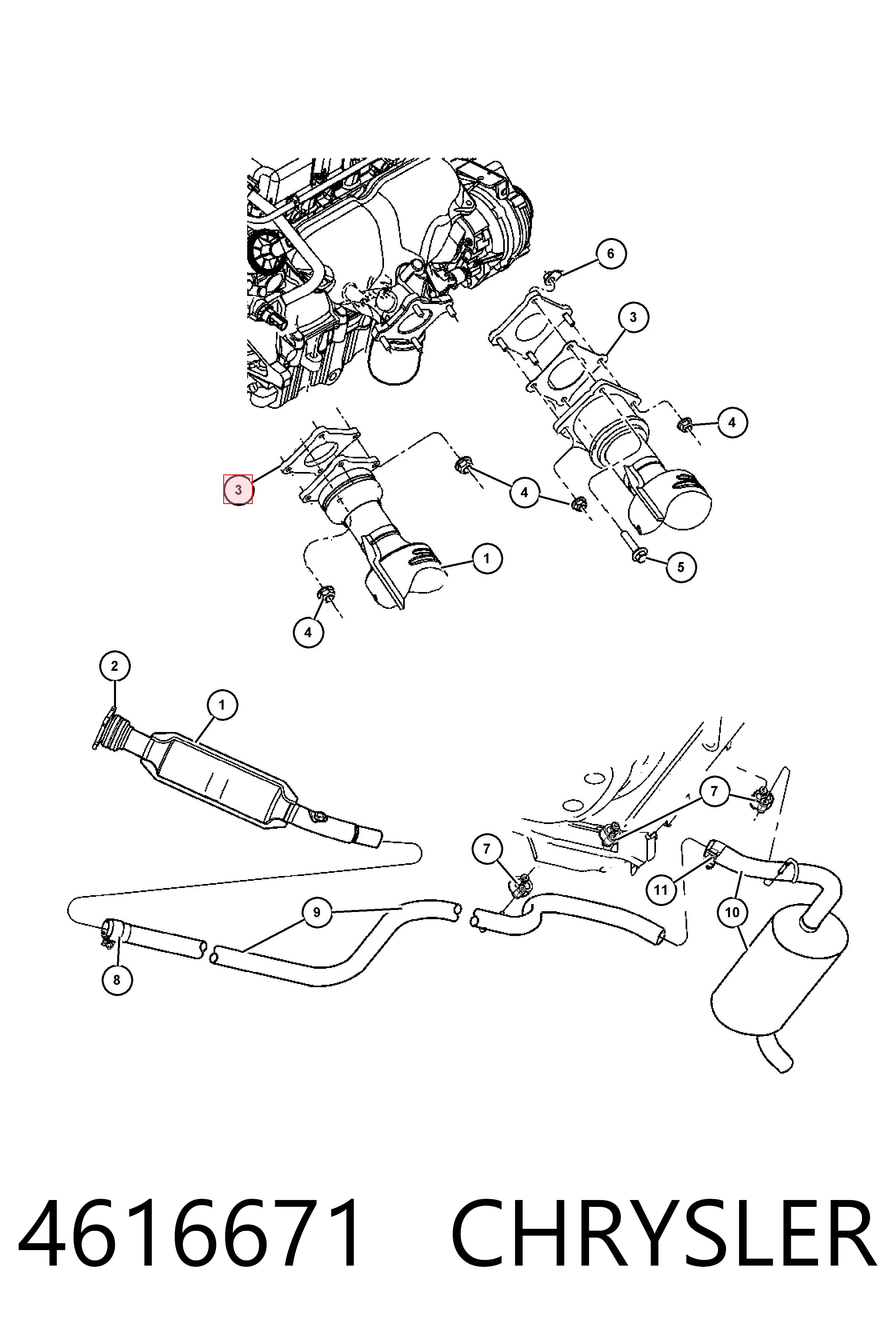 4616671 Chrysler Junta de sistema de escape