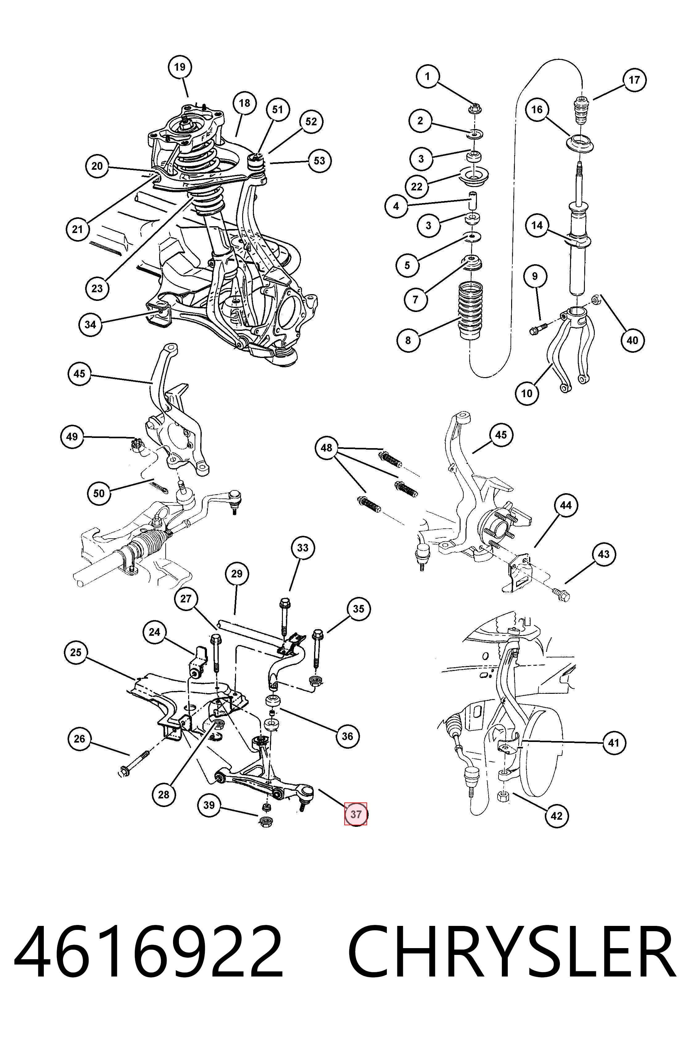 4616922 Chrysler Brazo inferior derecho de la suspensión delantera