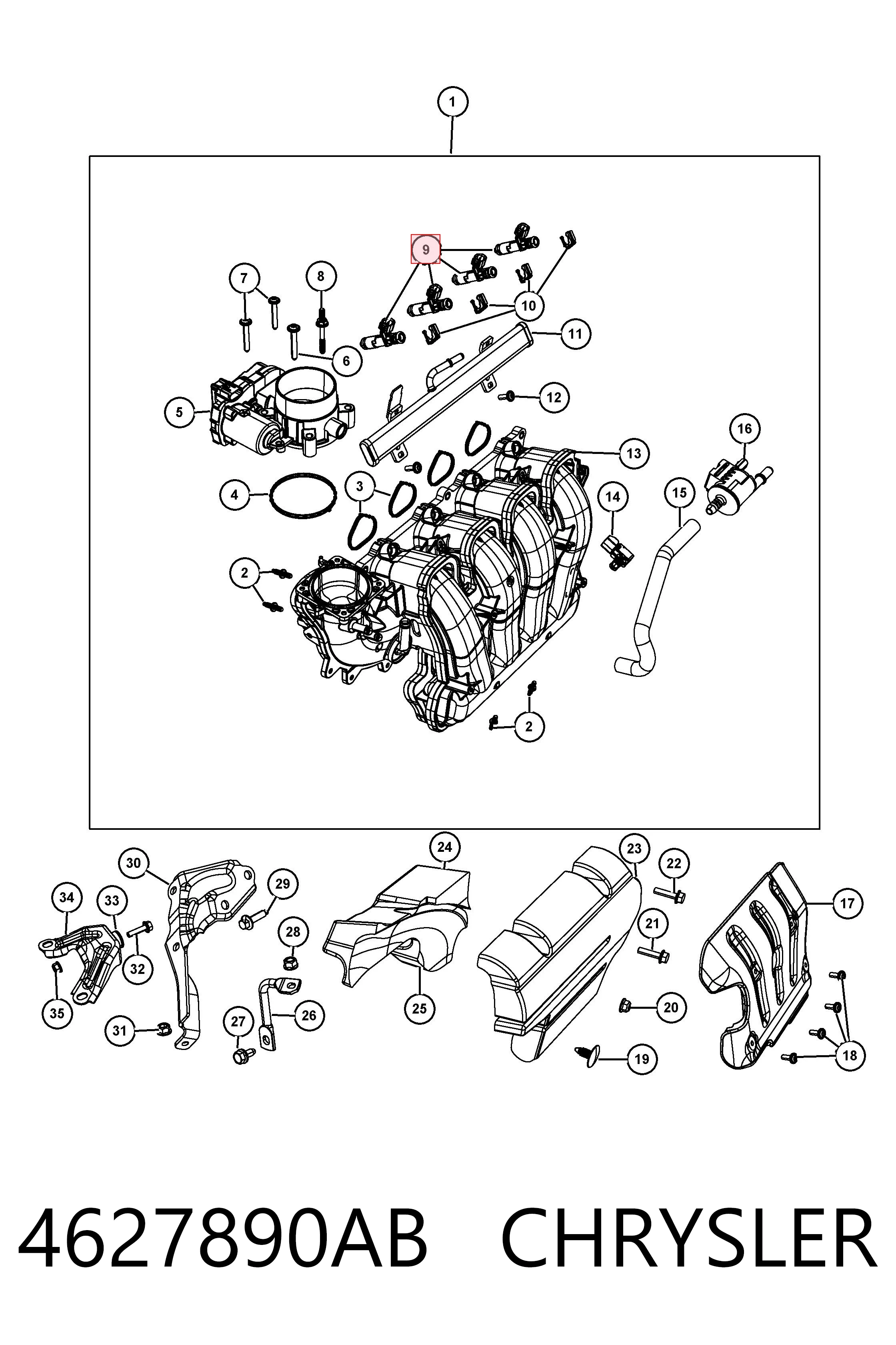 4627890AB Chrysler Inyector de combustible
