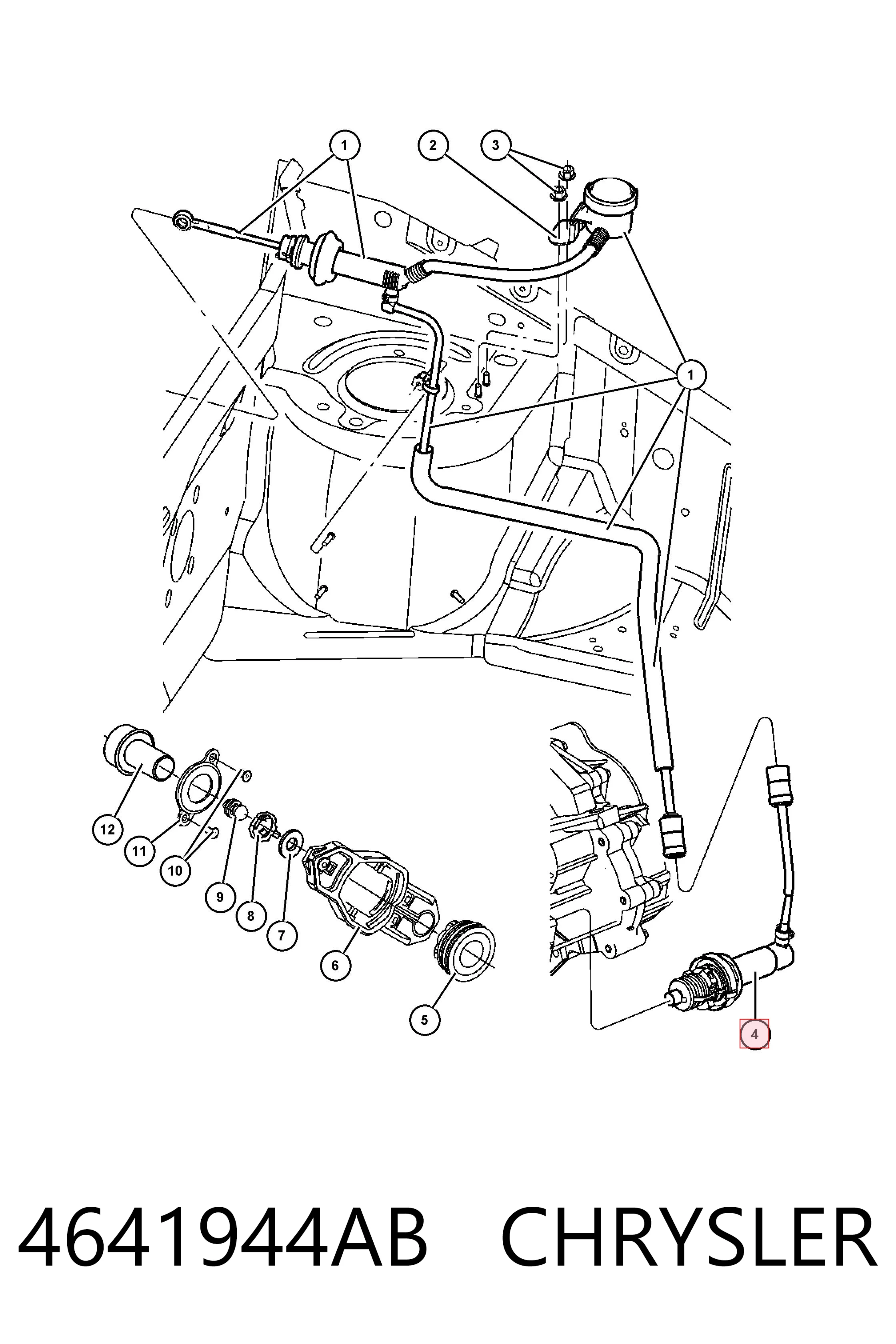 K04641944AB Fiat/Alfa/Lancia Cilindro receptor de embrague