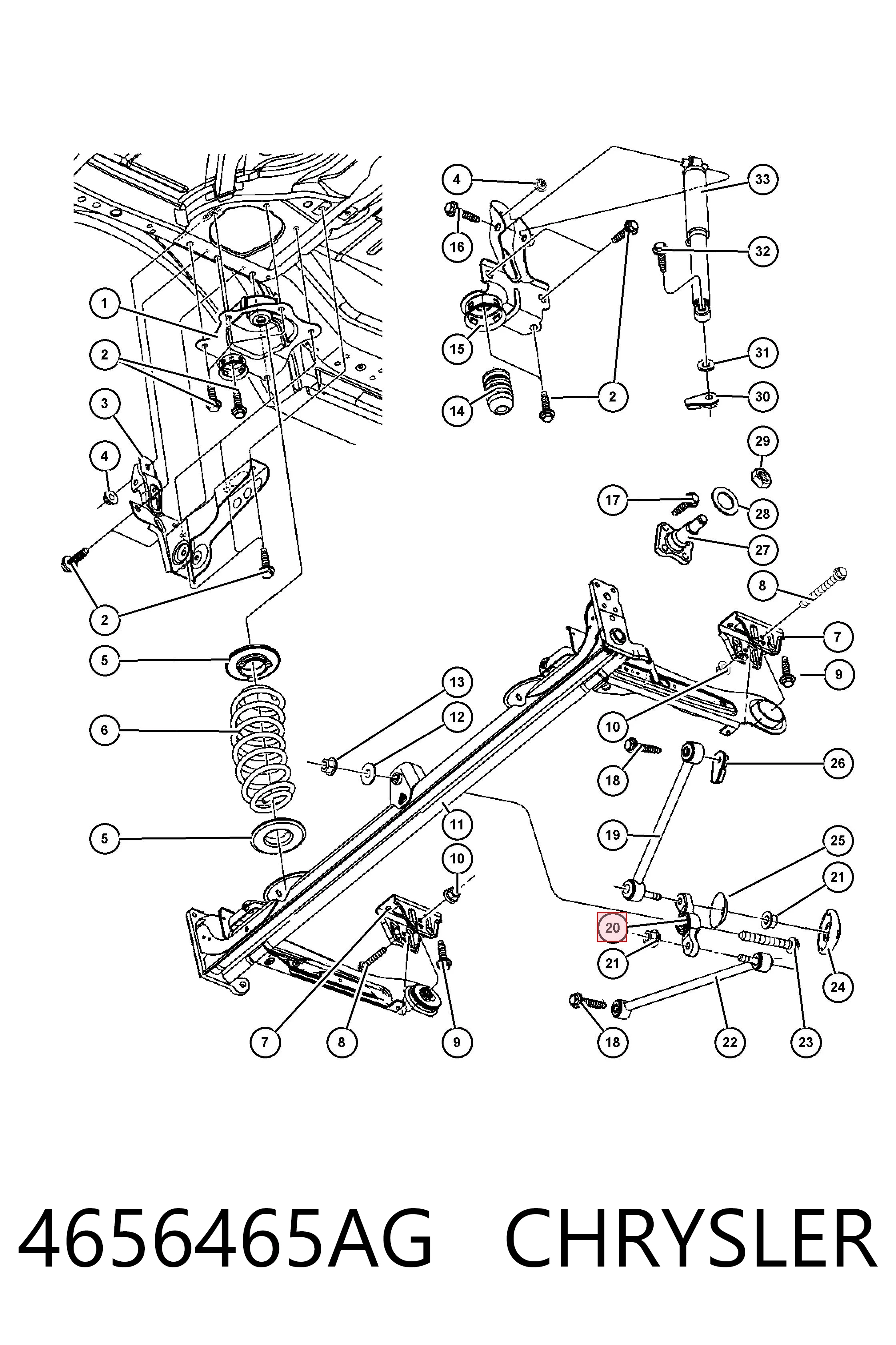 4656465AG Chrysler Barra transversal, suspensión de ruedas, eje trasero