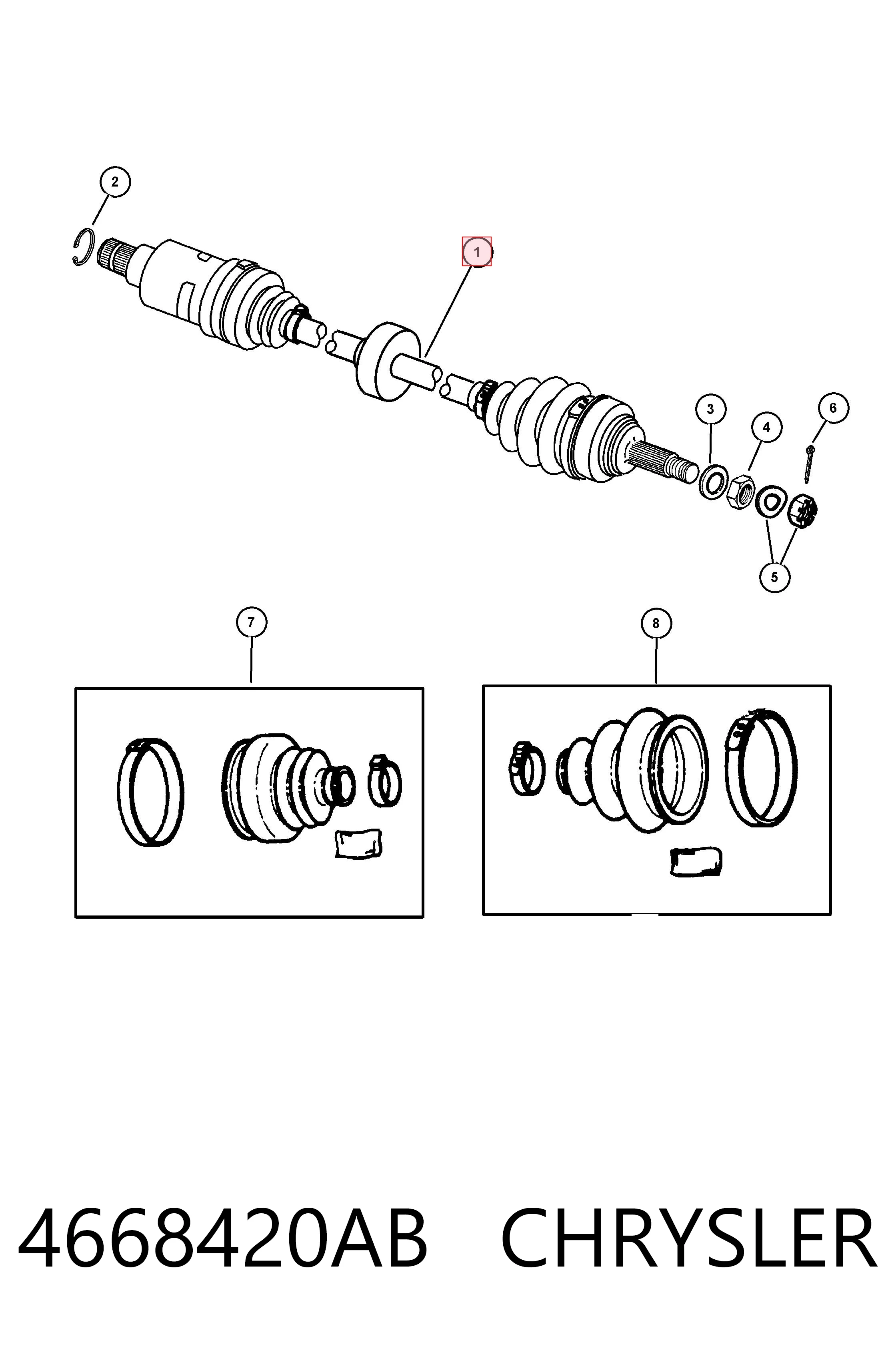 4668420AB Chrysler Semieje delantero derecho