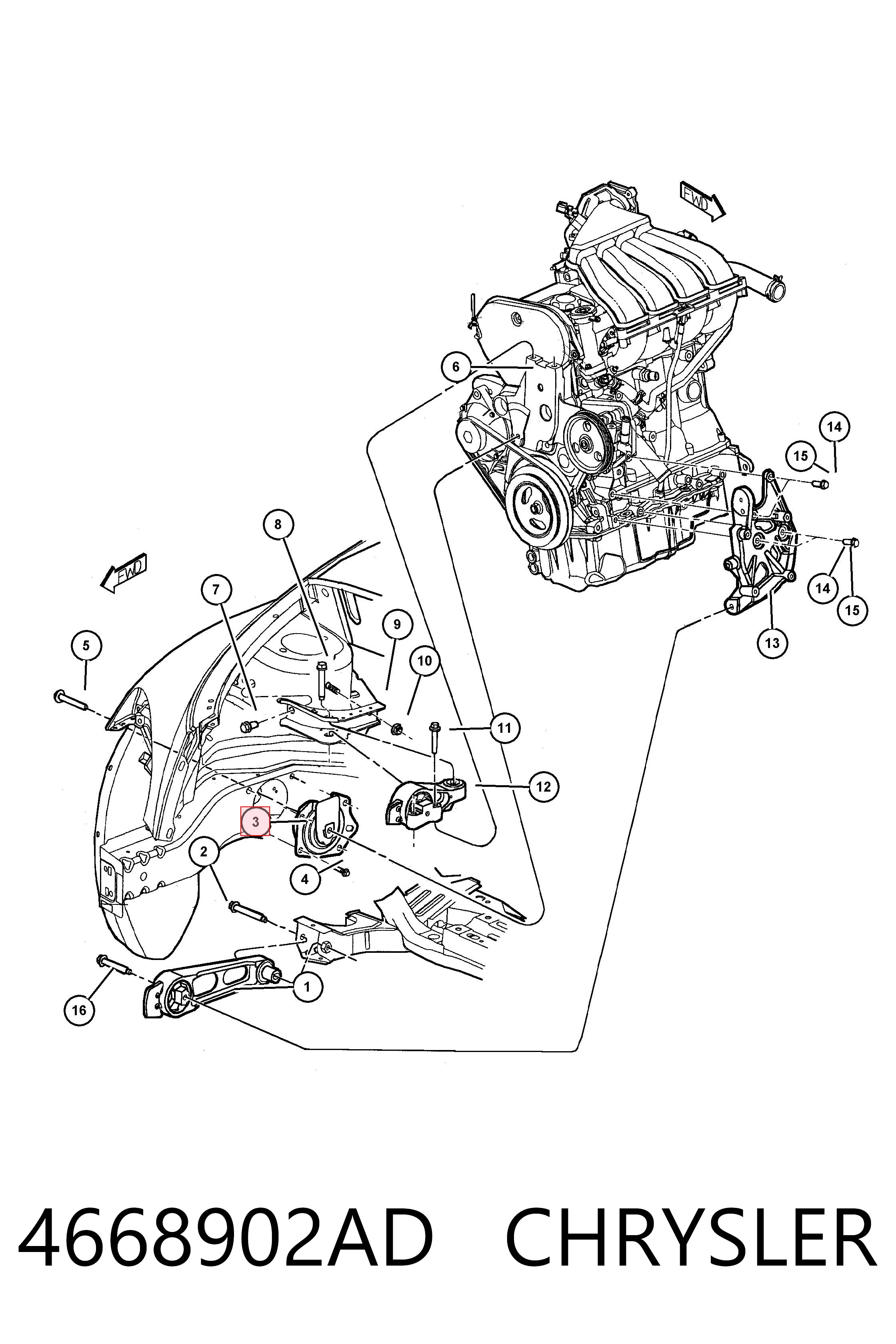 4668902AD Chrysler Taco de motor