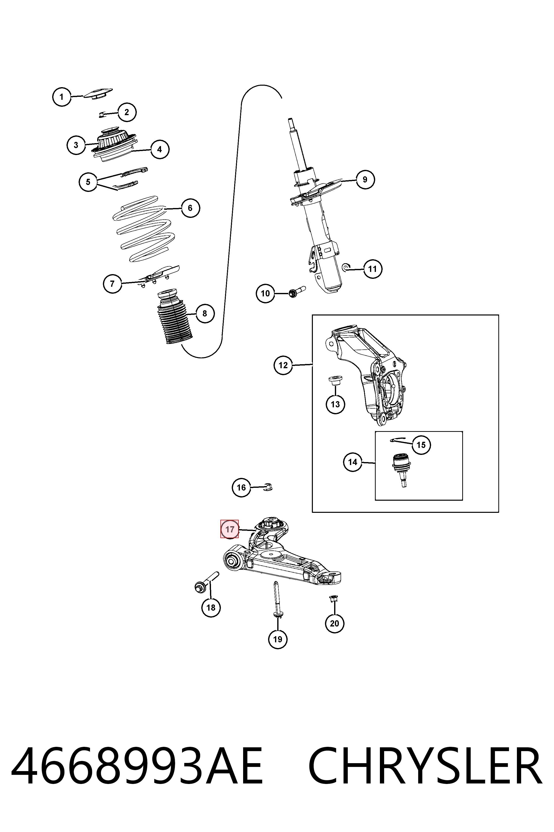 K04668993AE Fiat/Alfa/Lancia Brazo inferior izquierdo de la suspensión delantera