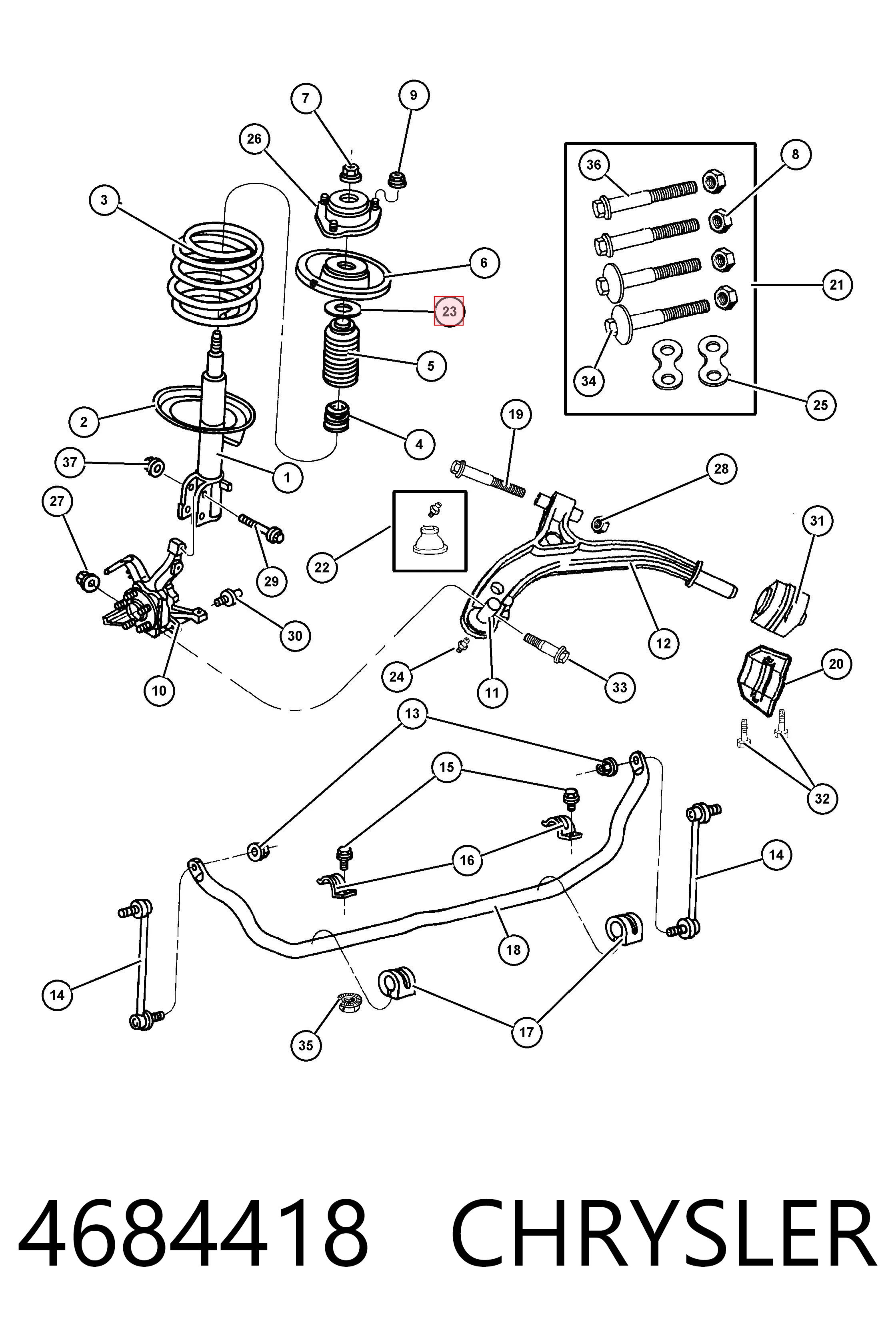 4684418 Chrysler Rodamiento, copela amortiguador delantero