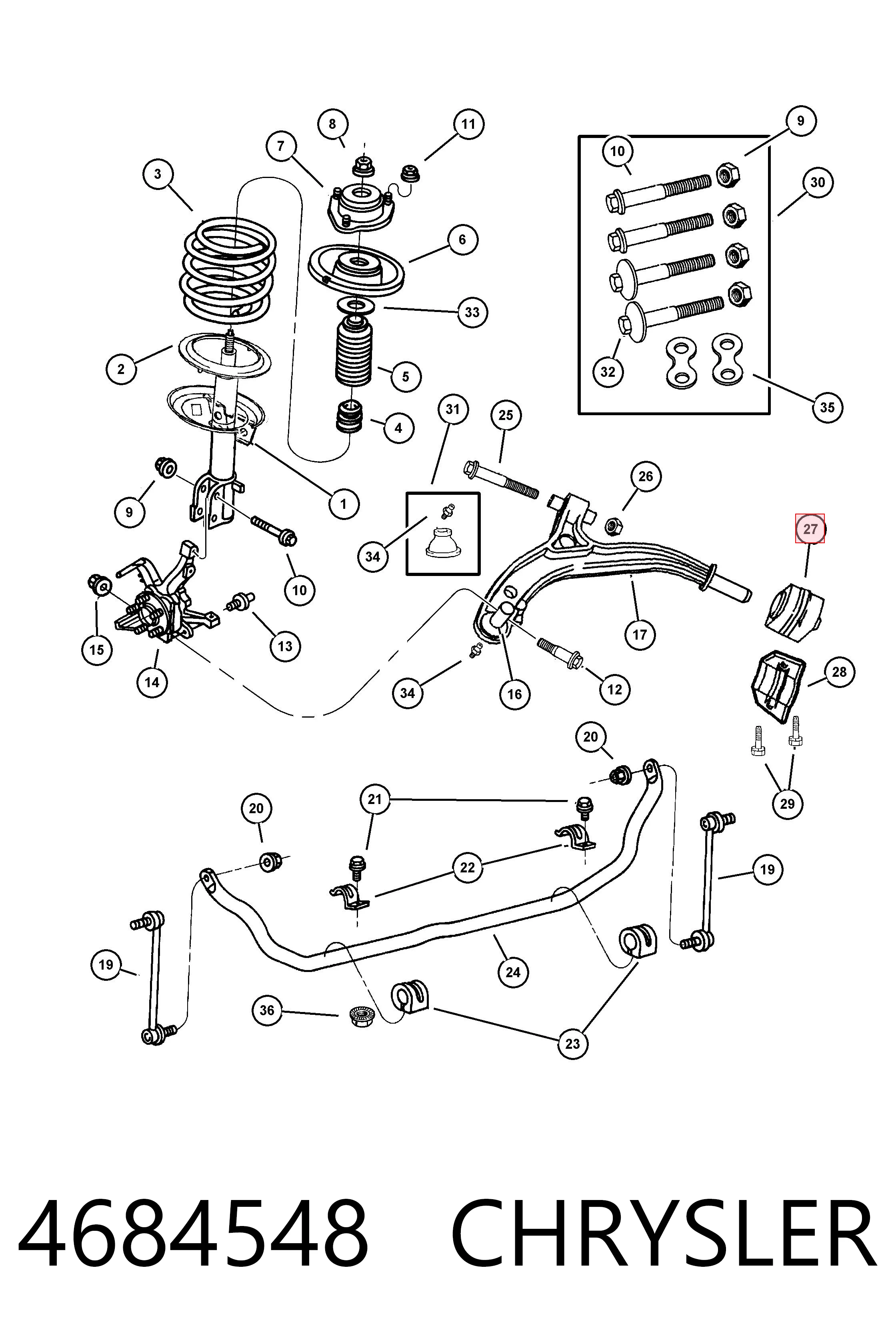 4684548 Chrysler Silentblock de brazo de suspensión delantero inferior