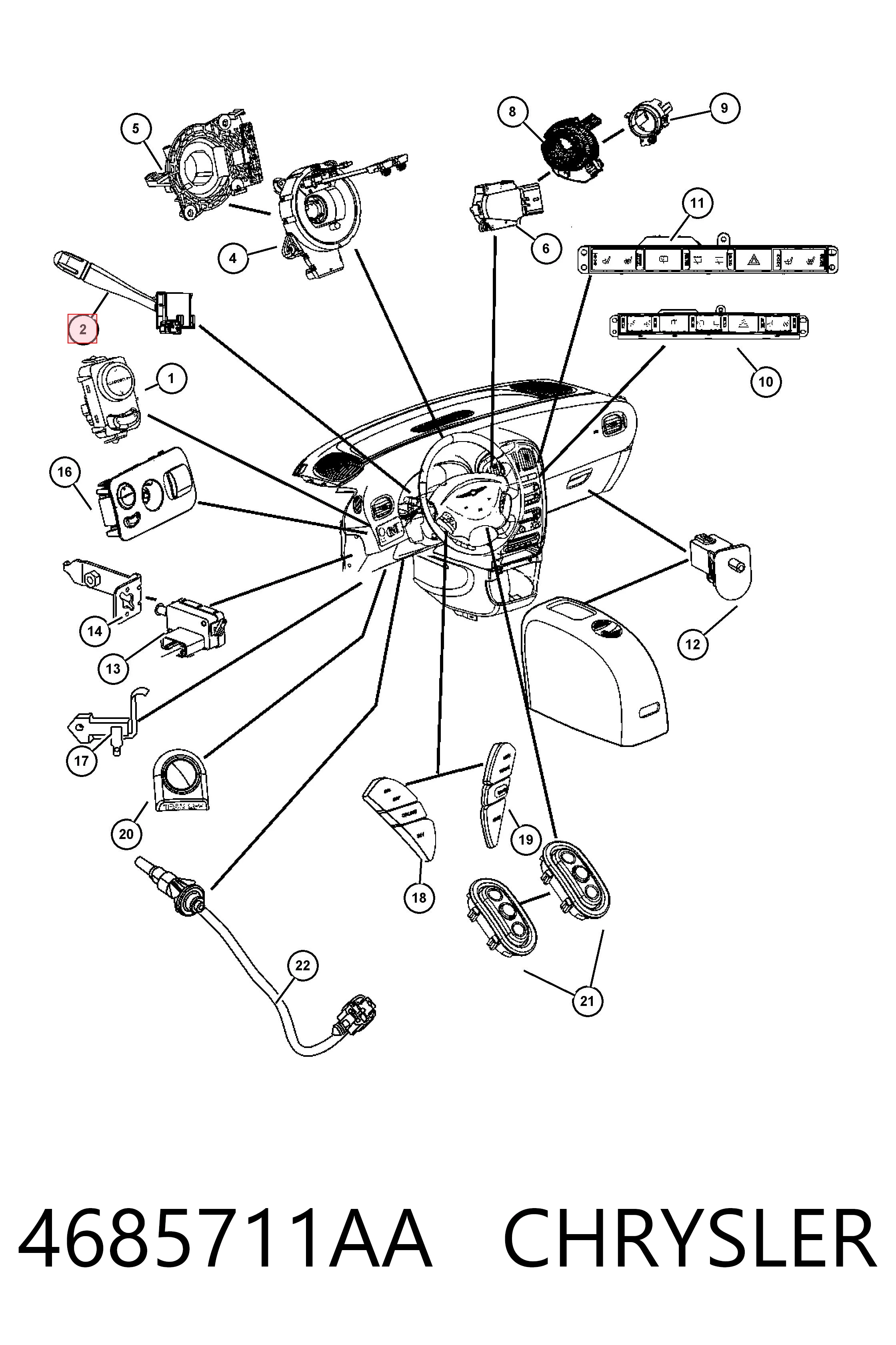 Mando intermitente derecho Fiat/Alfa/Lancia K04685711AC