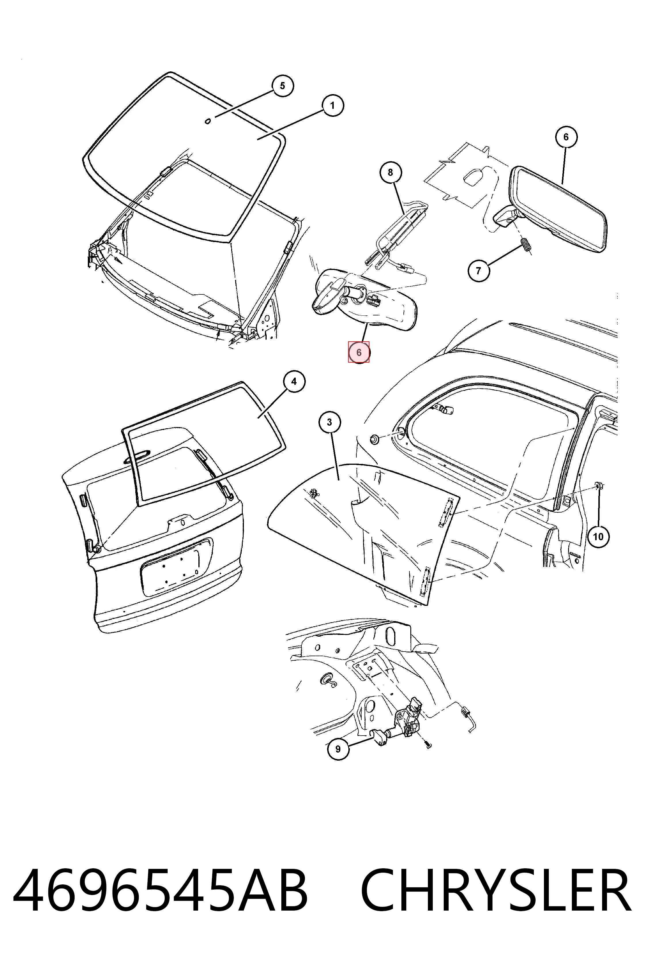 4696545AB Chrysler Espejo retrovisor interior