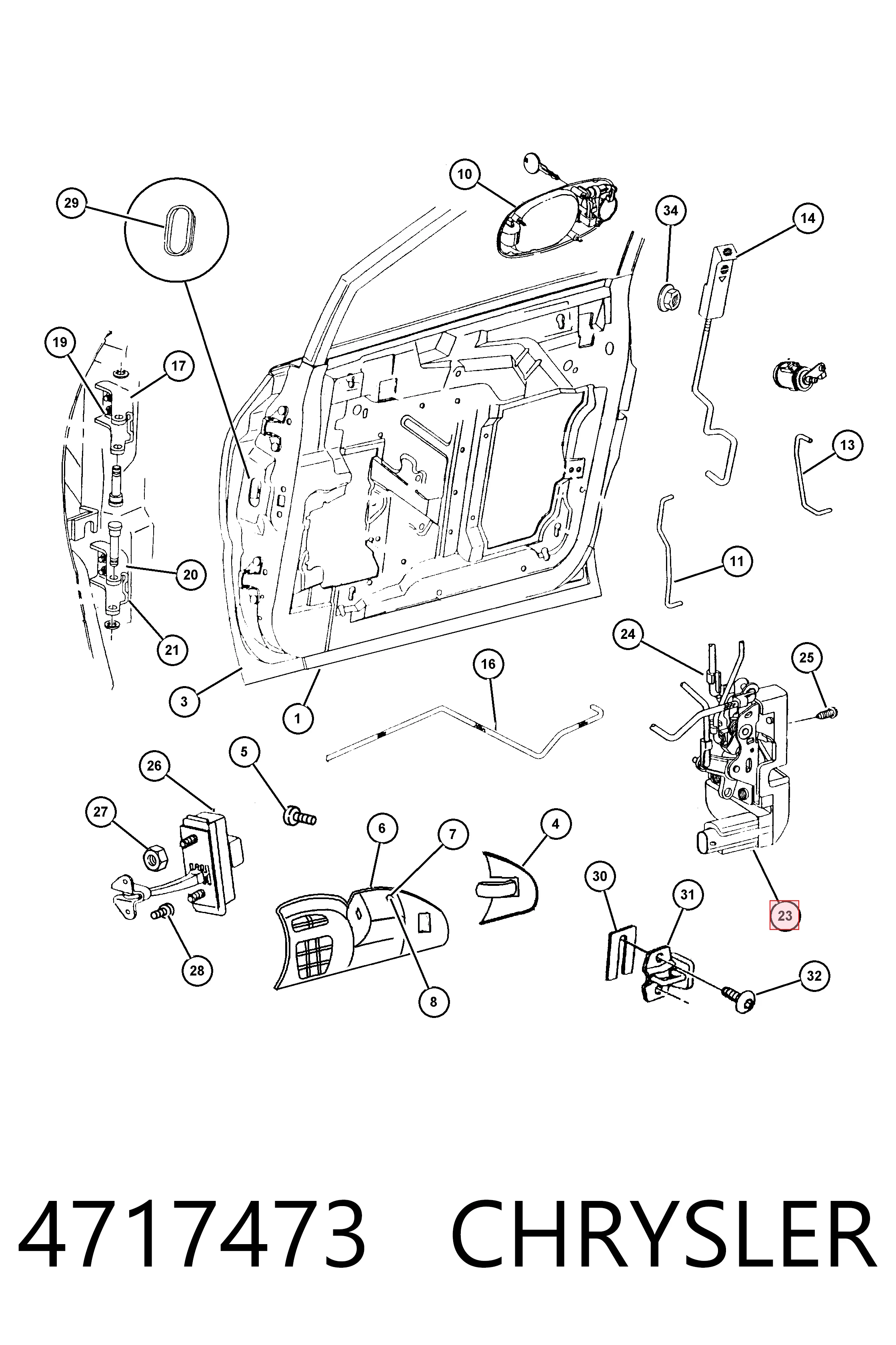 Cerradura de puerta para Chrysler Voyager II GS 