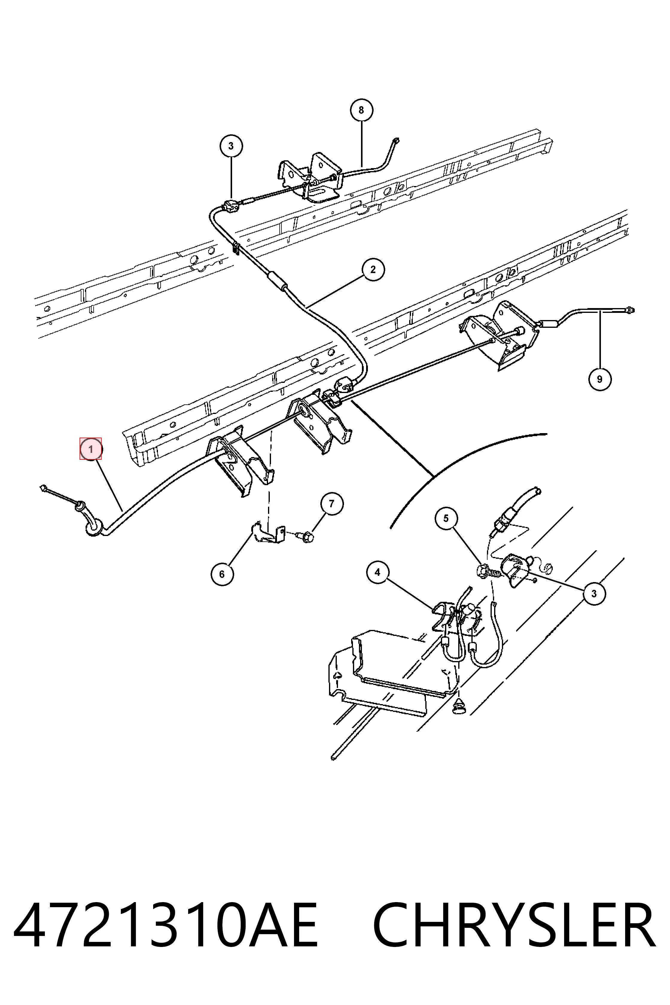 4721310AE Chrysler Cable para freno de mano delantero