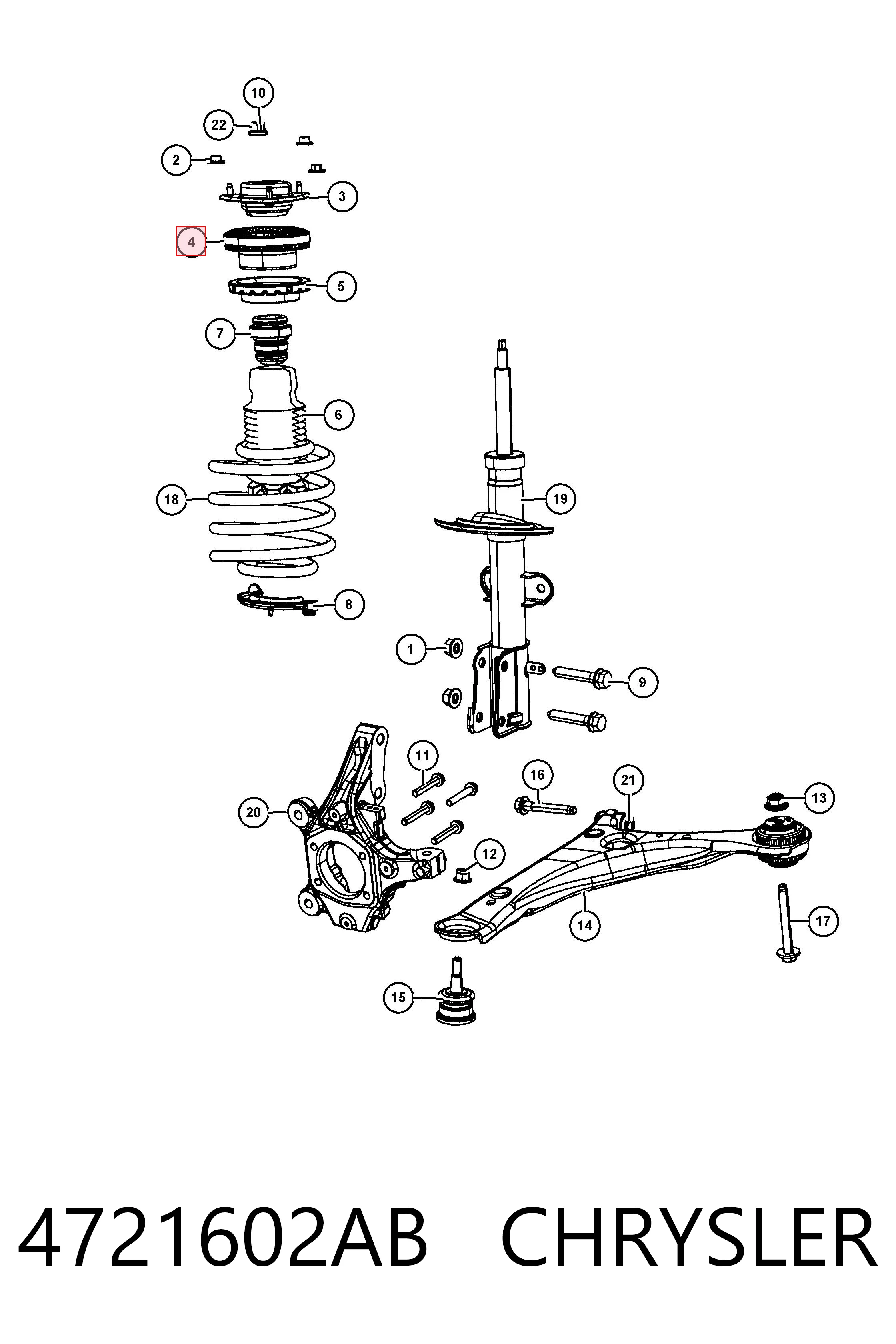 4721602AB Chrysler Rodamiento, copela amortiguador delantero